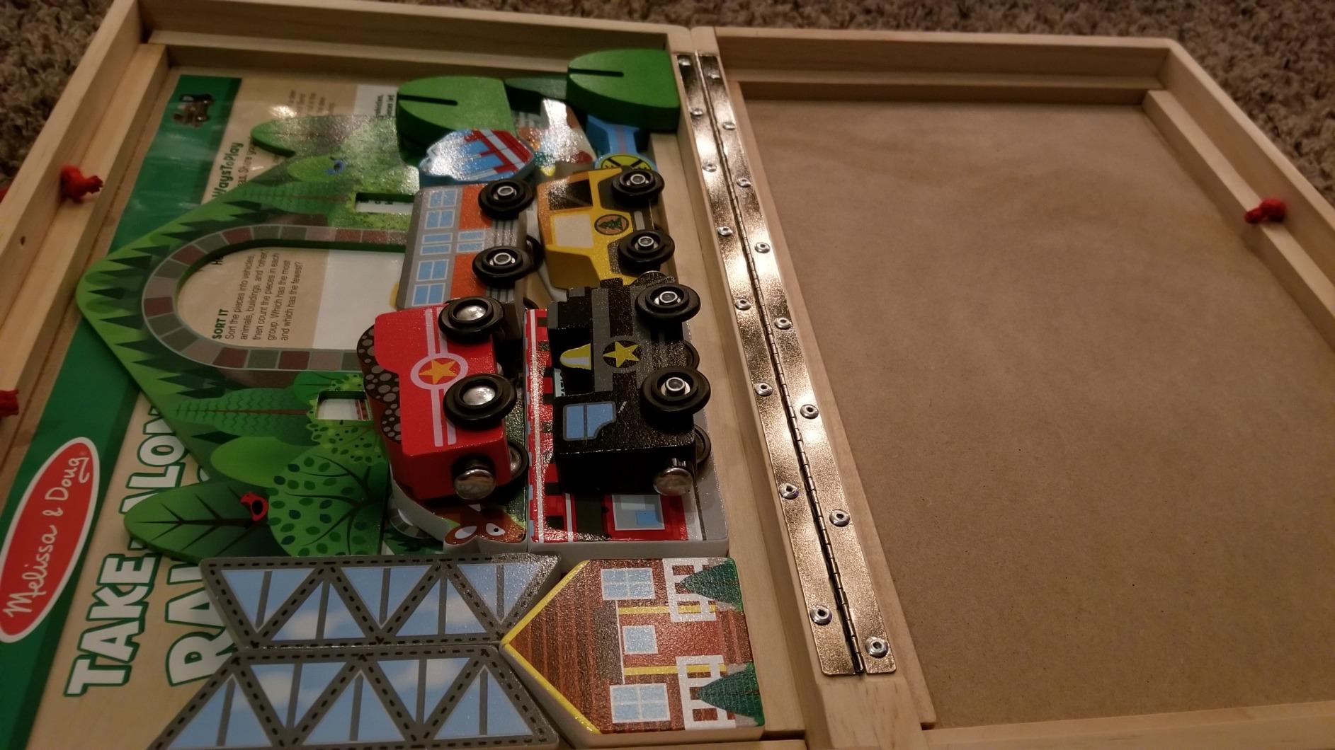 Melissa & Doug Take-Along Railroad Tabletop Playset with Wooden Train Toys, Animals & Scenery Play Pieces, Preschool Learning Toys for Girls & Boys 3+ - FSC Certified customer photo 1