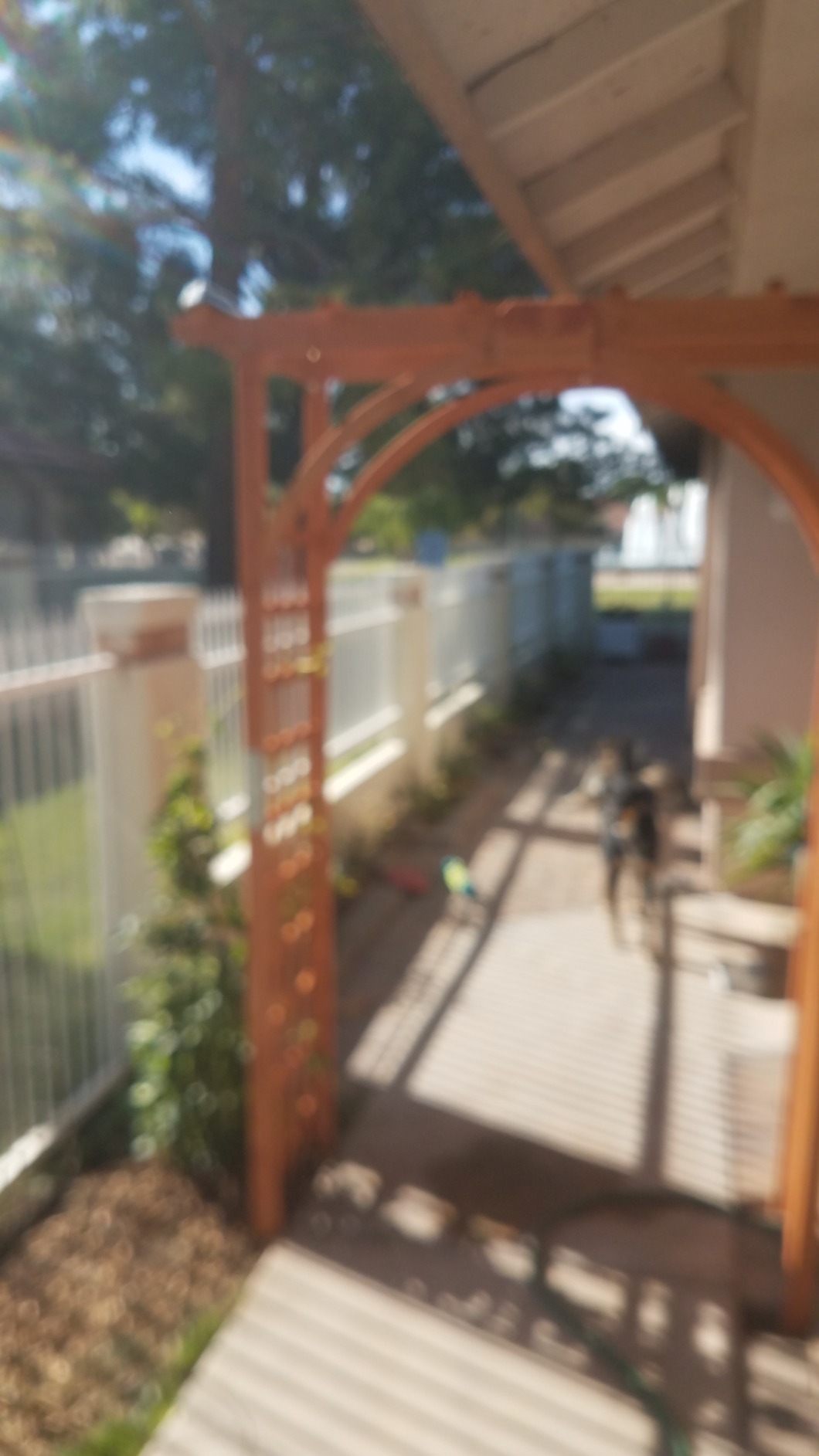 Yaheetech 7FT Wooden Arch Arbor, Wood Trellis for Climbing Plants Outdoor customer photo 1