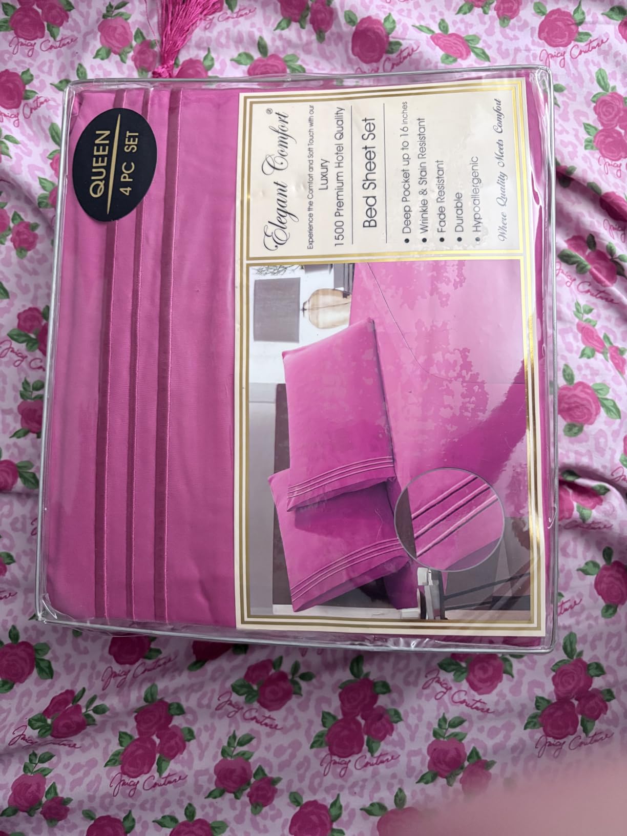 Elegant Comfort Luxurious 1500 Premium Hotel Quality Microfiber Three Line Embroidered Softest 4-Piece Bed Sheet Set, Wrinkle and Fade Resistant, Queen, Cream customer photo 1