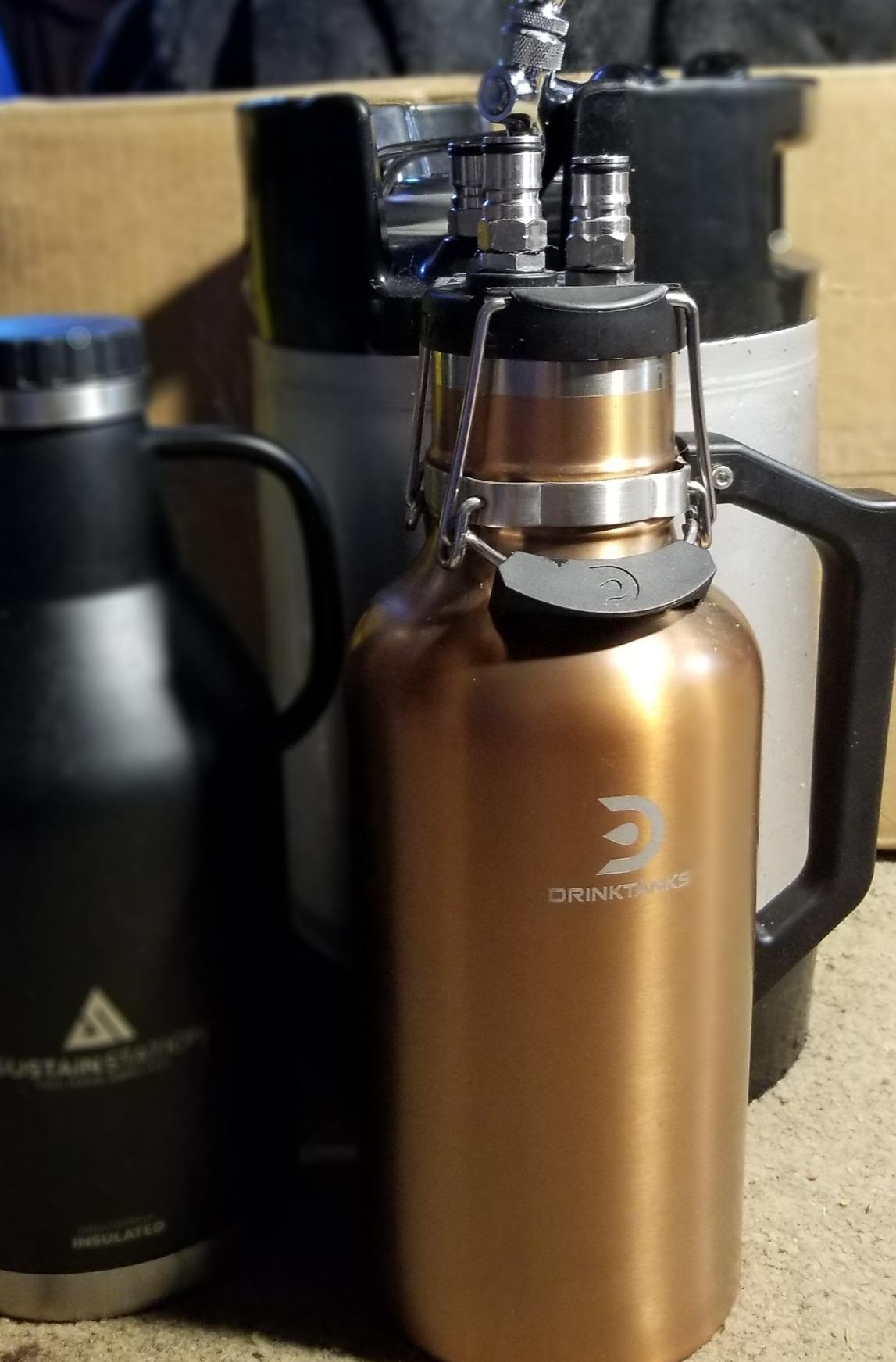 DrinkTanks Craft Growler - 64 oz Vacuum Insulated Stainless Steel Beer Growler with Handle, Leakproof Thermal Beverage Tumbler for Beer, Wine, Coffee, Soda, Kombucha - Reusable & BPA-Free - Crimson customer photo 2