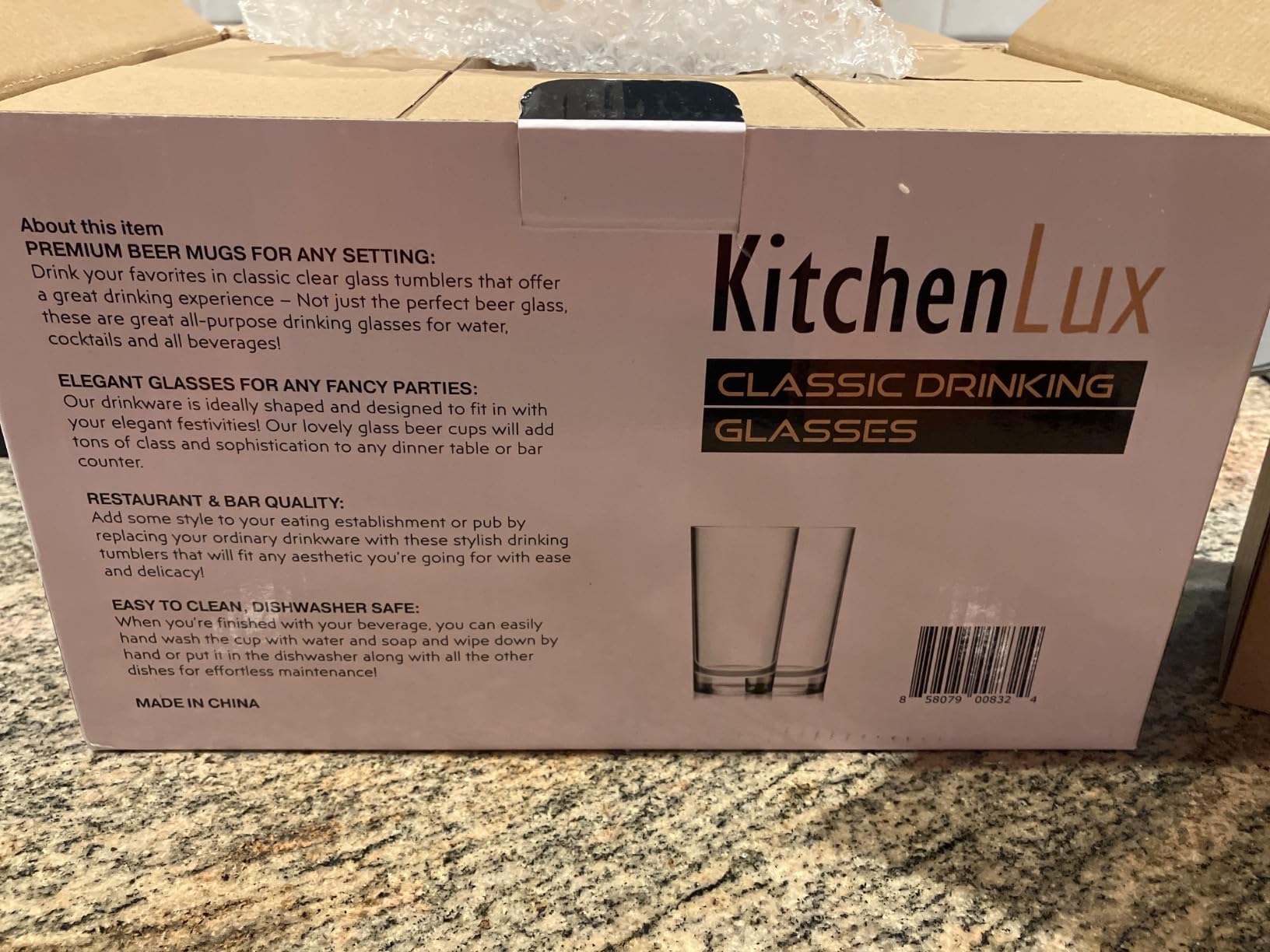 Kitchen Lux Pint Beer Glasses Set of 4 (16oz) Tall Clear Drinking Glasses customer photo 2