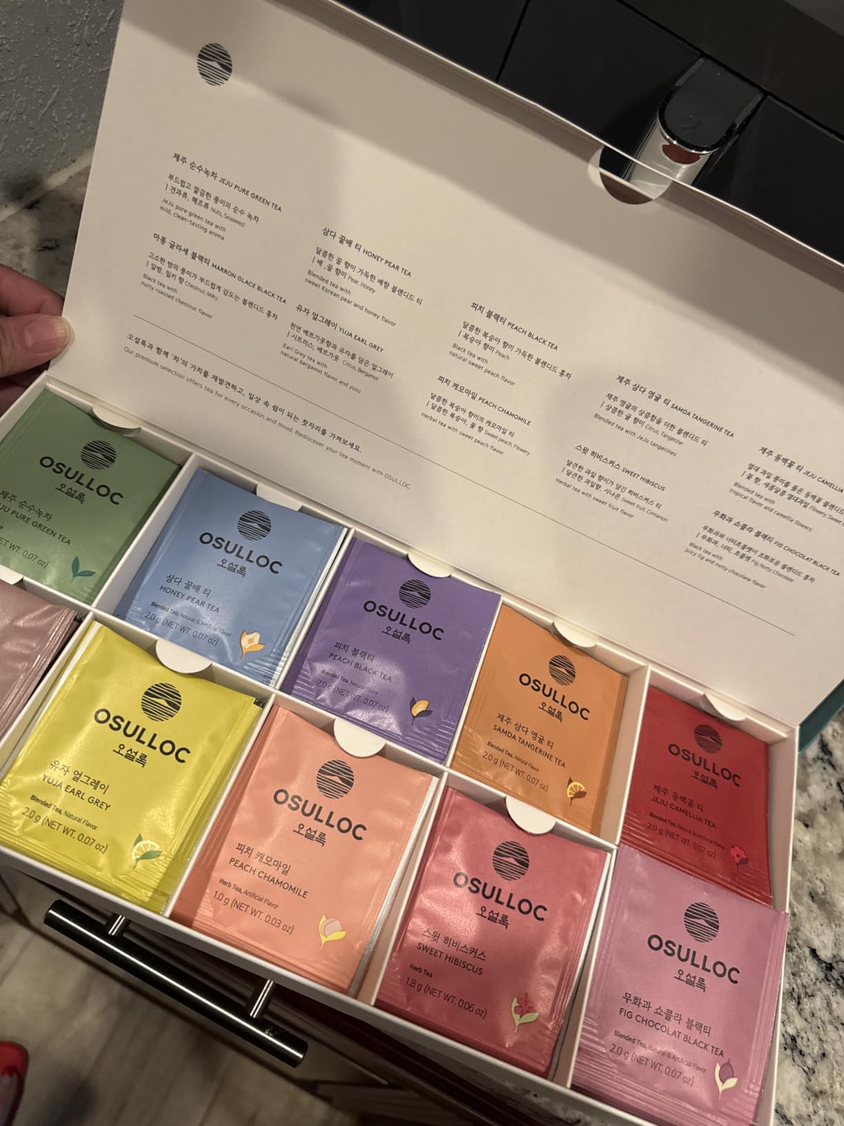 OSULLOC Premium Tea Collection (40 count, 10 flavors x 4 ea), Self Care Sampler Gift Box Variety Pack, Premium Organic Pure & Blended Tea from Jeju customer photo 2