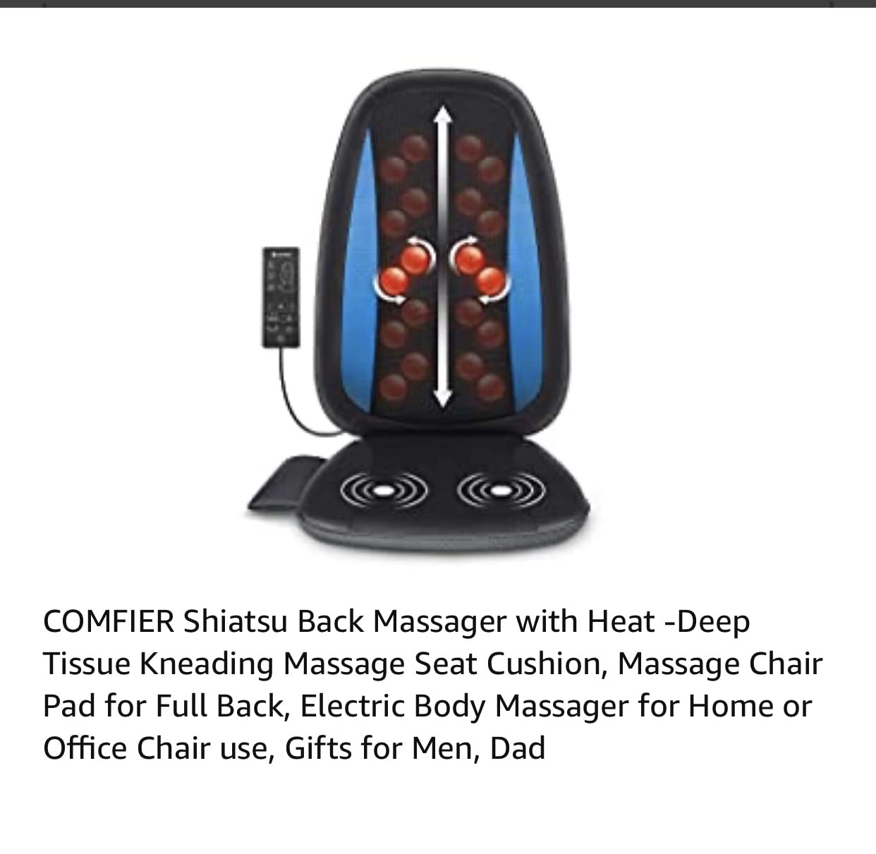 COMFIER Shiatsu Back Massager with Heat, Deep Tissue Kneading Massage Seat Cushion, Massage Chair Pad for Full Back, Body Massager for Home or Office Chair use, [2026] Gift for Men,Women customer photo 2