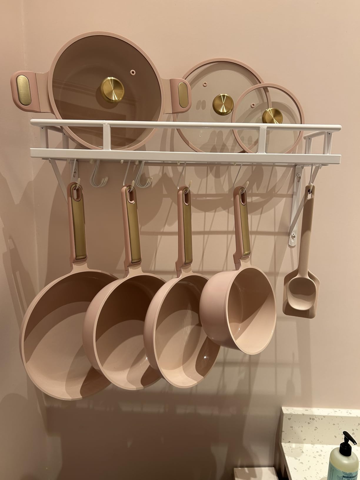 KES 30-Inch Kitchen Pan Pot Rack Wall Mounted, Hanging Storage Organizer | 88 Lbs Capacity, Wall Shelf with 12 Sturdy Hooks, 16-Inch Stud Mount, Matte Black, KUR215S75A-BK customer photo 1