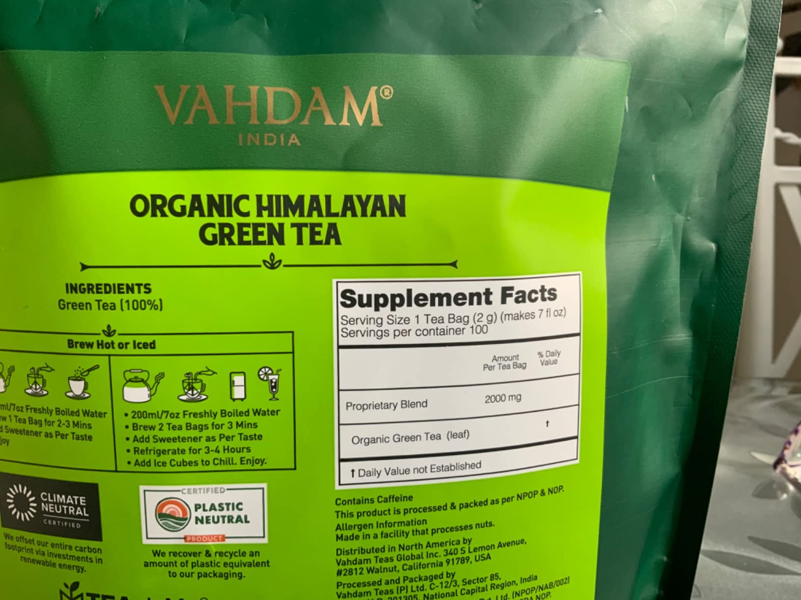 VAHDAM, Organic Himalayan Green Tea (100 Count) High Grown, Non GMO, Gluten Free, Low Caffeine | Earthy & Smooth | Resealable & Plant-Based Pyramid Tea Bags customer photo 2