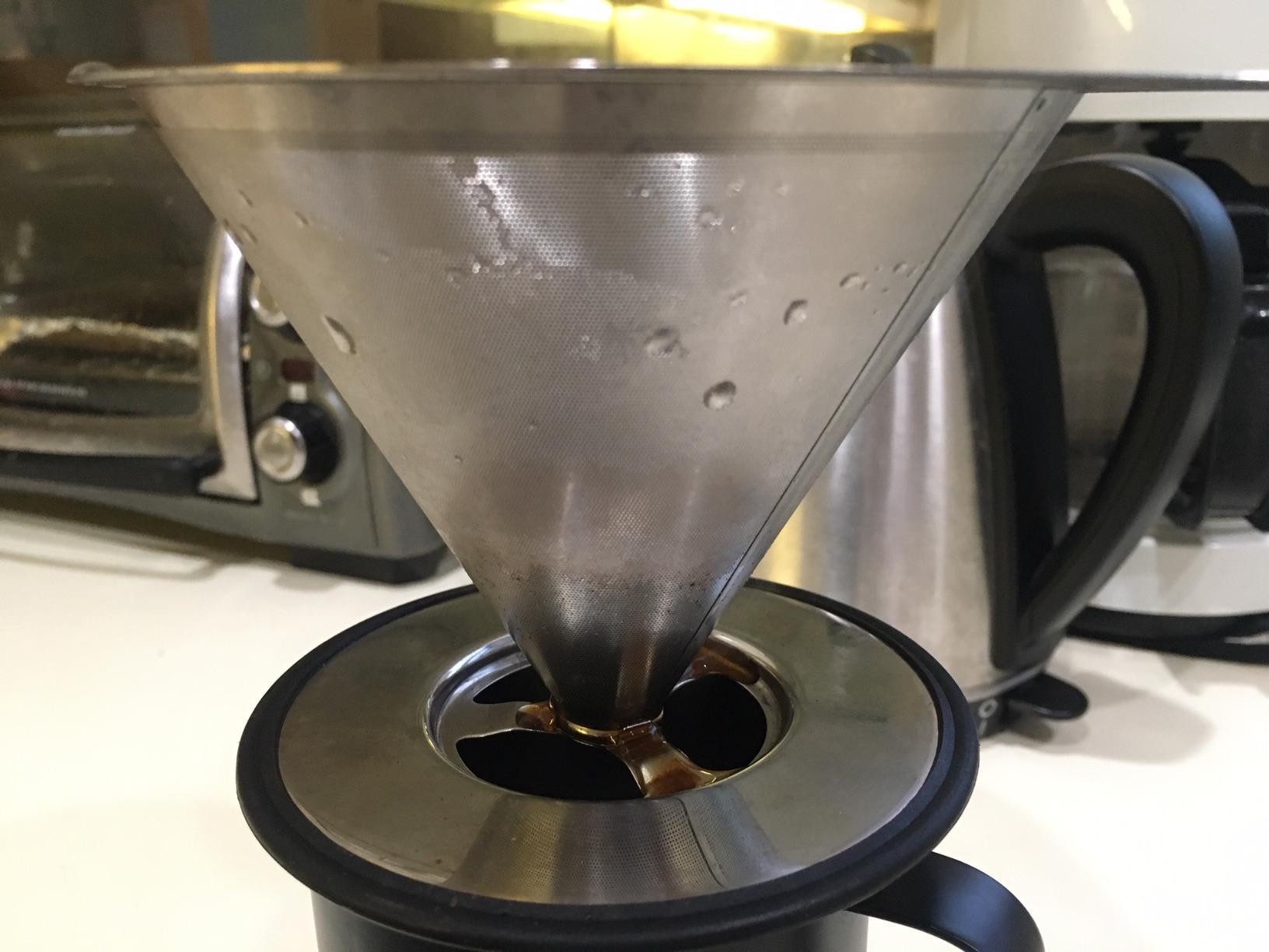 LHS Pour Over Coffee Dripper Stainless Steel Coffee Filter Metal Cone Filter Paperless Reusable Coffee Filter Single Cup Coffee Maker 1-2 Cup With Non-slip Cup Stand and Cleaning Brush customer photo 2