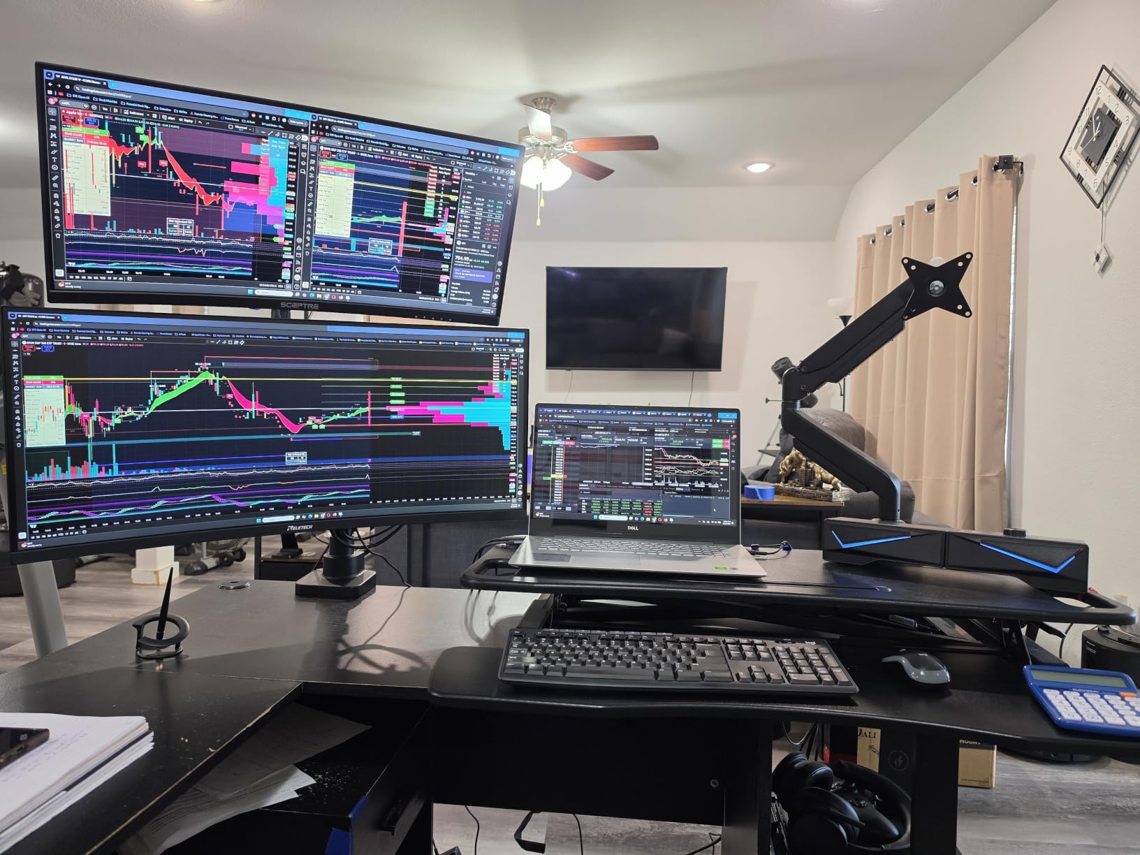 HUANUO Heavy Duty Monitor Arm for 13-49 inch 1000R Curved Screen, up to 44lbs | Ultrawide Monitor Desk Mount, Full Motion with Tilt, Swivel, Rotation, C-Clamp/Grommet Base, VESA 75/100mm (GSM001XL), Black customer photo 2