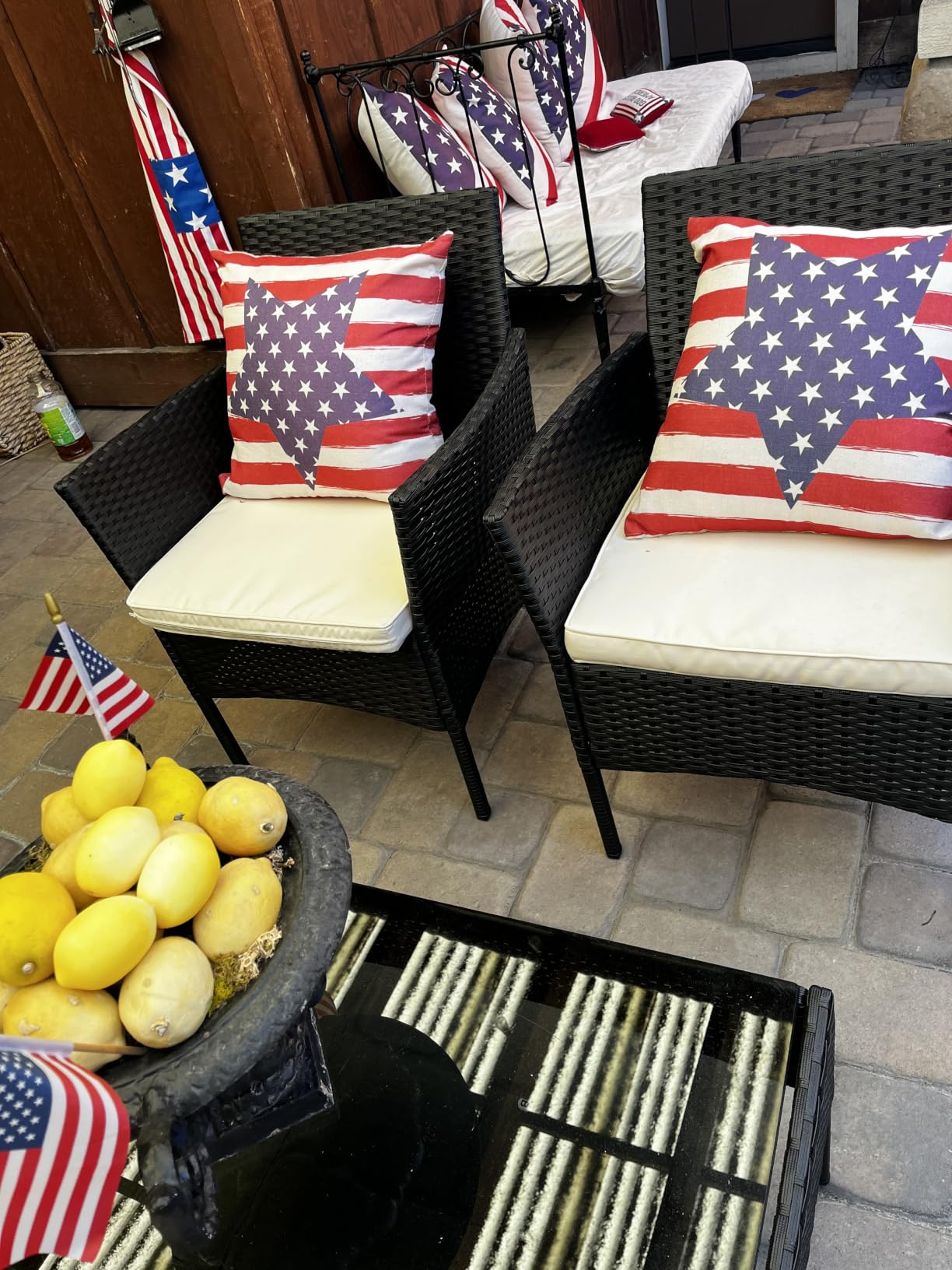FDW 4-Piece Patio Furniture Set | Black | Outdoor Wicker Furniture | with Coffee Table | Modern Rattan Chairs Conversation Set | Outdoor Seating | Weather-Resistant | for Porch, Garden, Lawn customer photo 1