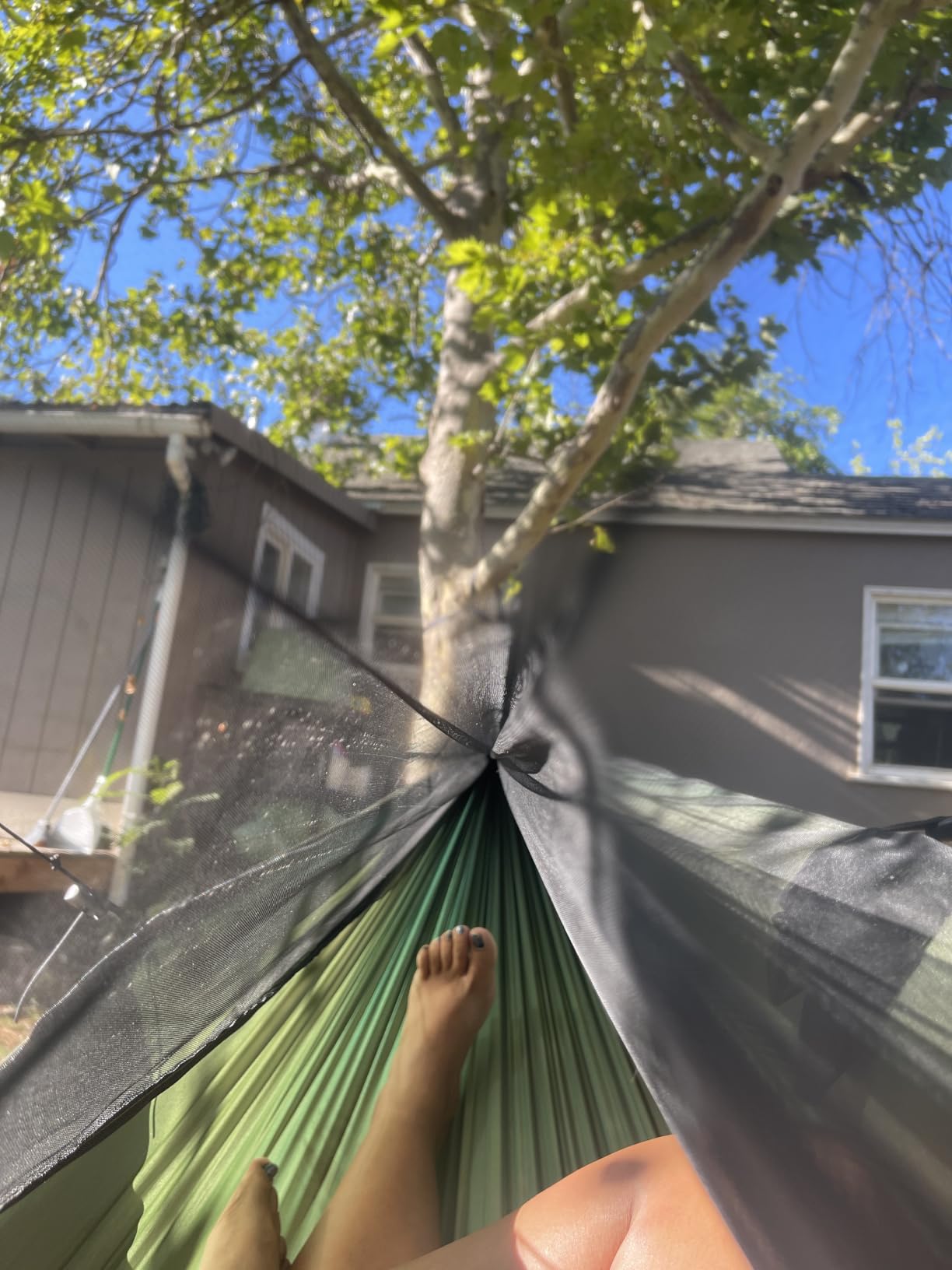 Camping Hammock - Lightweight Double Hammock, Hold Up to 772lbs, Portable Hammocks for Indoor, Outdoor, Hiking, Camping, Backpacking, Travel, Backyard, Beach (Black) customer photo 1