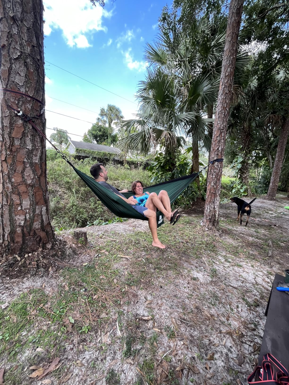 Camping Hammock - Lightweight Double Hammock, Hold Up to 772lbs, Portable Hammocks for Indoor, Outdoor, Hiking, Camping, Backpacking, Travel, Backyard, Beach (Black) customer photo 2