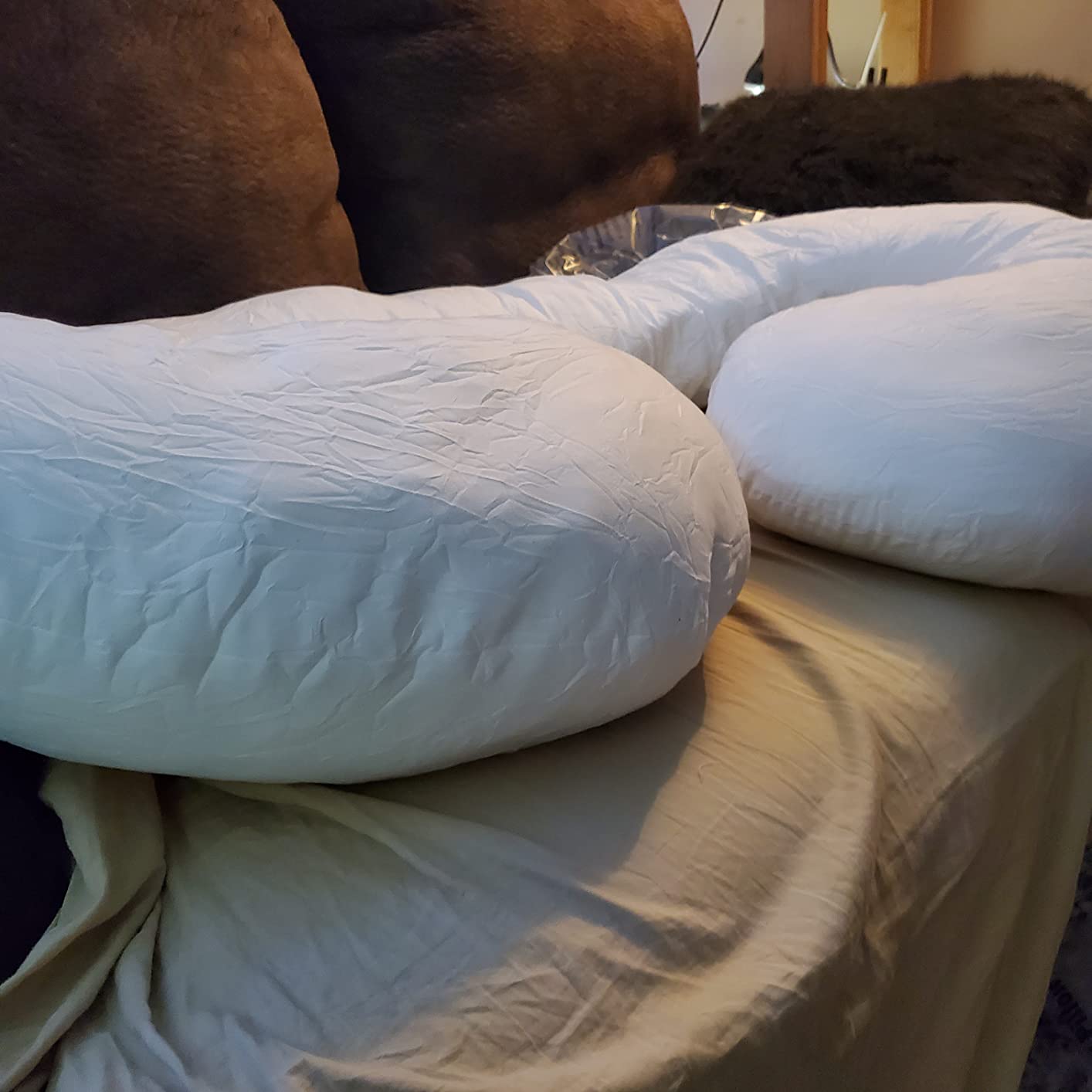 INSEN Pregnancy Pillows for Sleeping, Maternity Pillow with Cooling Cotton Cover, C Shaped for Pregnant Side Sleeping, Green customer photo 2