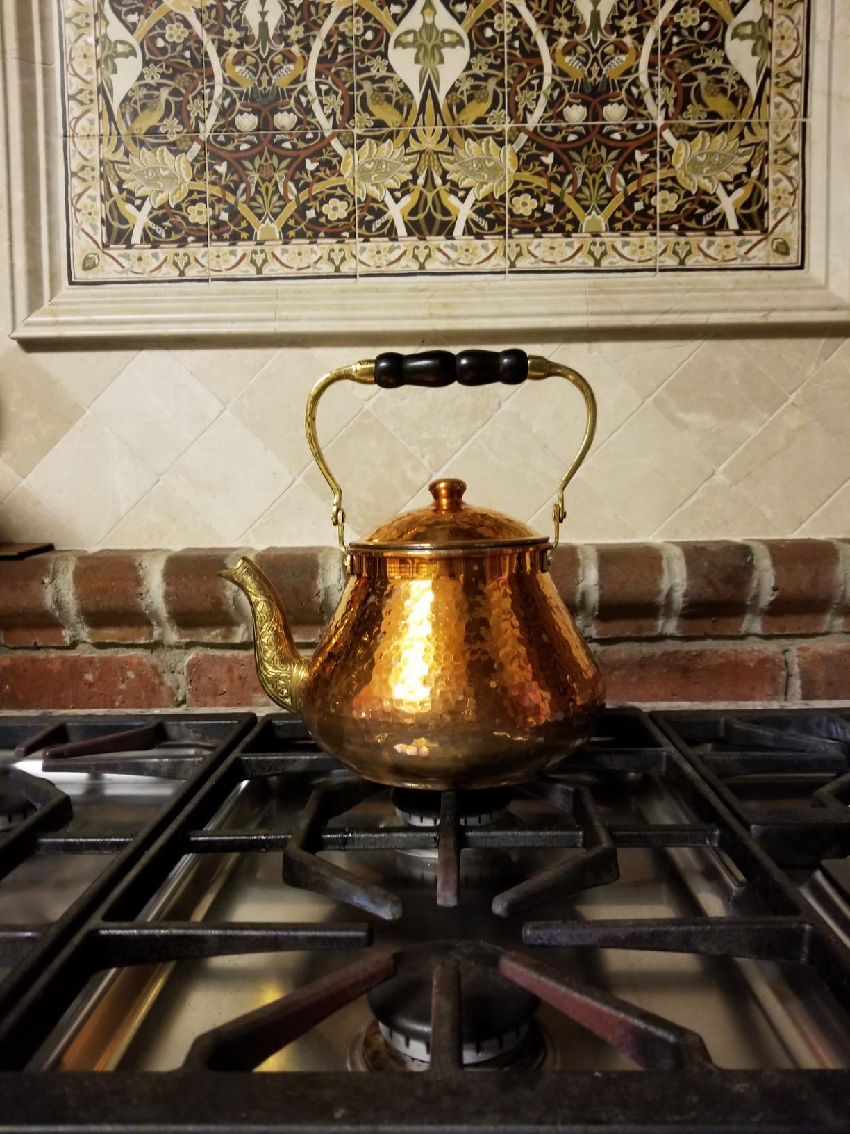 DEMMEX Large Copper Teapot, 1mm Thick, Hammered, Handcrafted in Turkey, 3 Quarts (2.8L) customer photo 1
