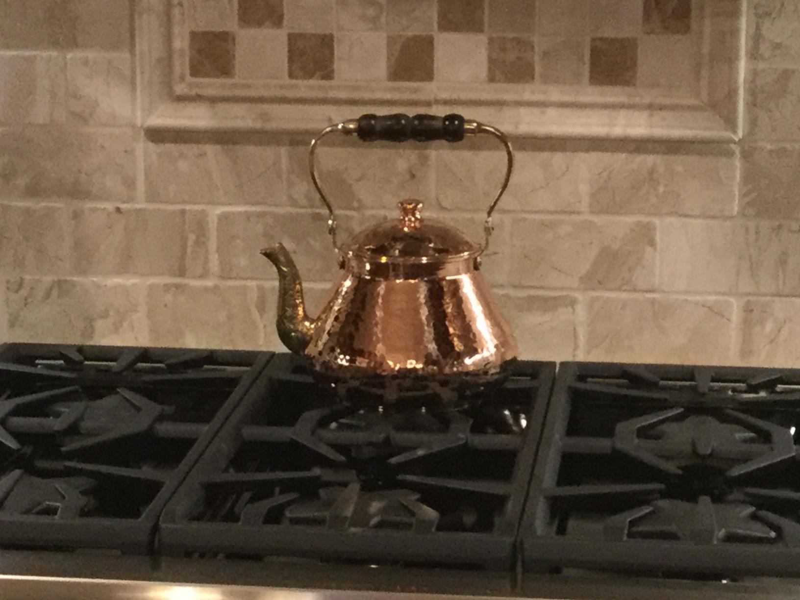 DEMMEX Large Copper Teapot, 1mm Thick, Hammered, Handcrafted in Turkey, 3 Quarts (2.8L) customer photo 2
