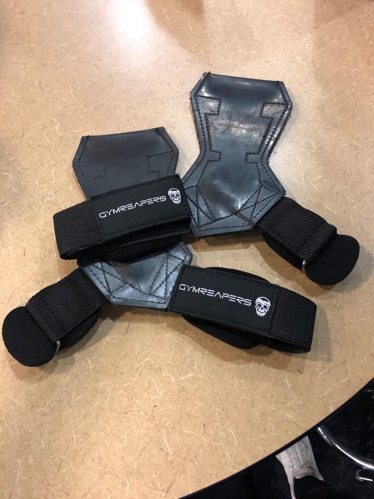 Gymreapers Weight Lifting Grips (Pair) for Heavy Powerlifting, Deadlifts, Rows, Pull Ups, with Neoprene Padded Wrist Wraps Support customer photo 2