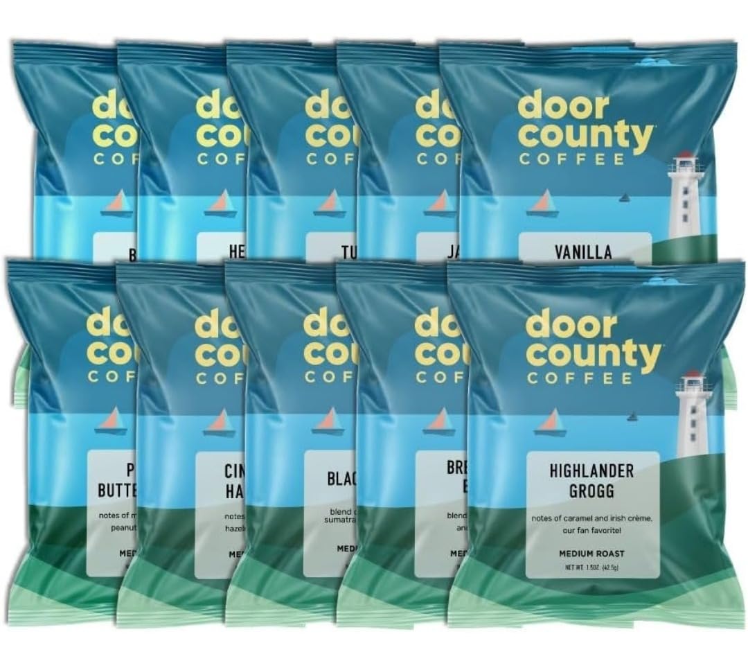 Door County Coffee Gourmet Flavored Sampler Pack, Ten 1.5 oz Bags customer photo 2