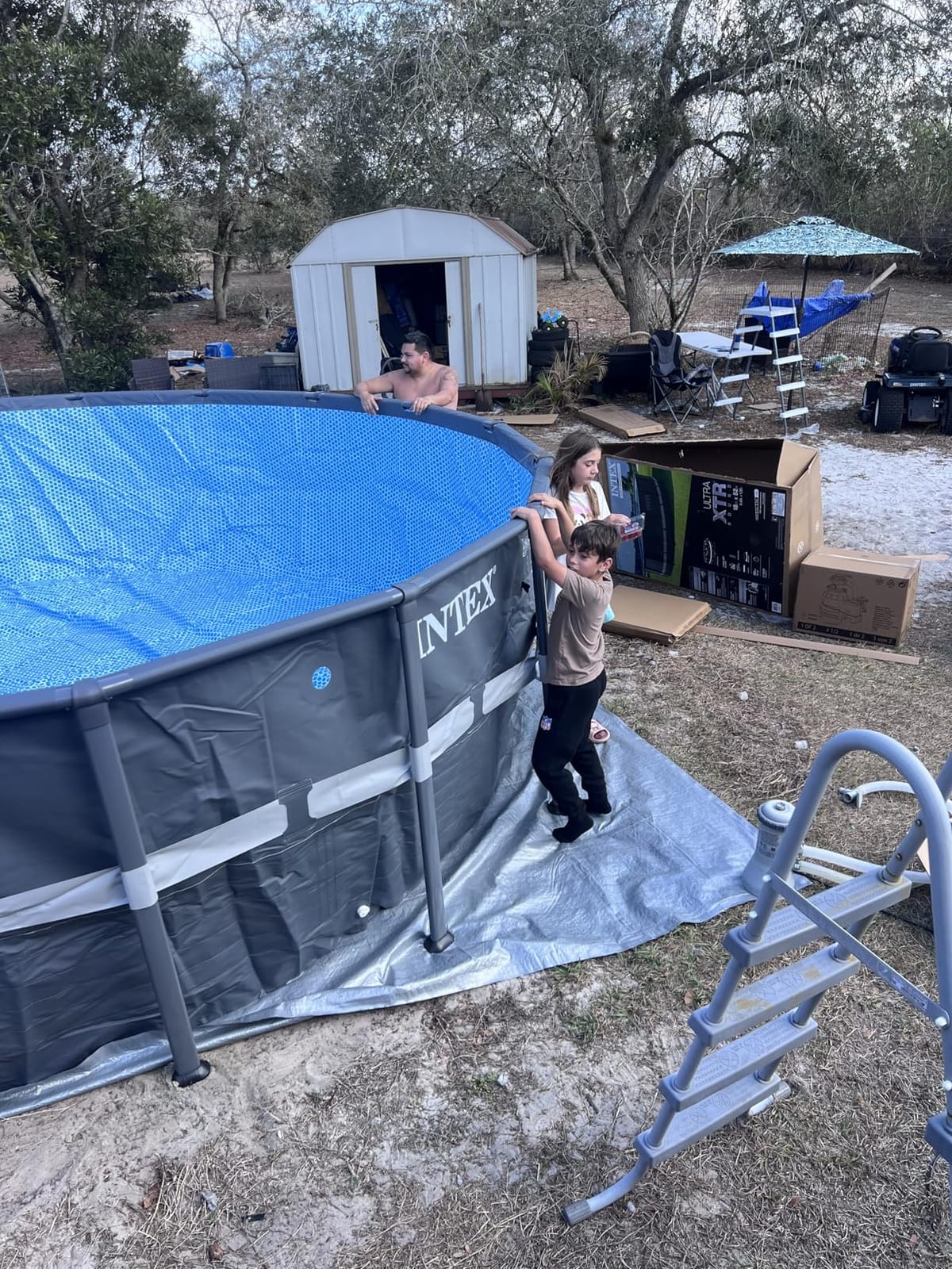 INTEX Ultra XTR 18ft x 52in Above Ground Swimming Pool Set Bundle | 26329EH - 2100 GPH Sand Filter Pump, Ladder, Pool Cover & Ground Cloth with Cleaning Maintenance Kit Included customer photo 1