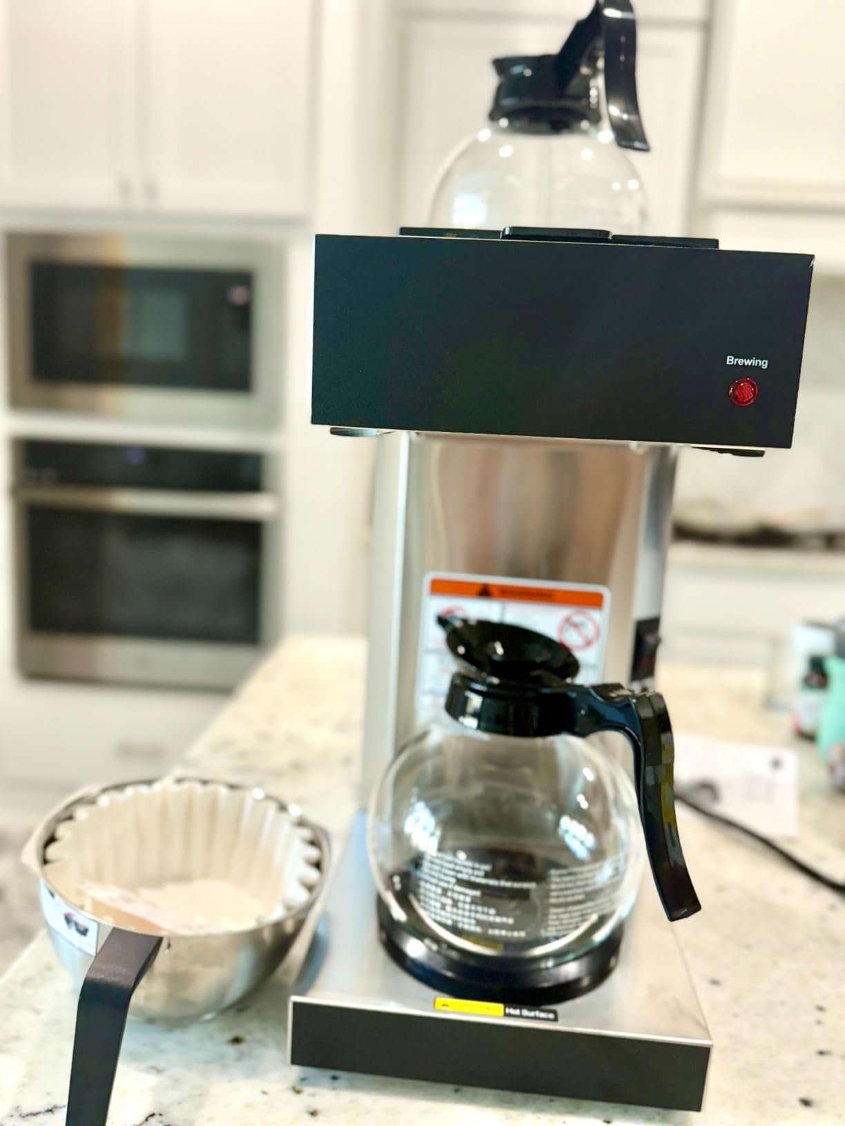SYBO 12-Cup Commercial Pour Over Coffee Maker SF-CB-2GA | ETL Certified, Stainless Steel, Reusable Brew Basket, Spray Head, Fast Brewing, 2 Glass Carafe Included customer photo 2