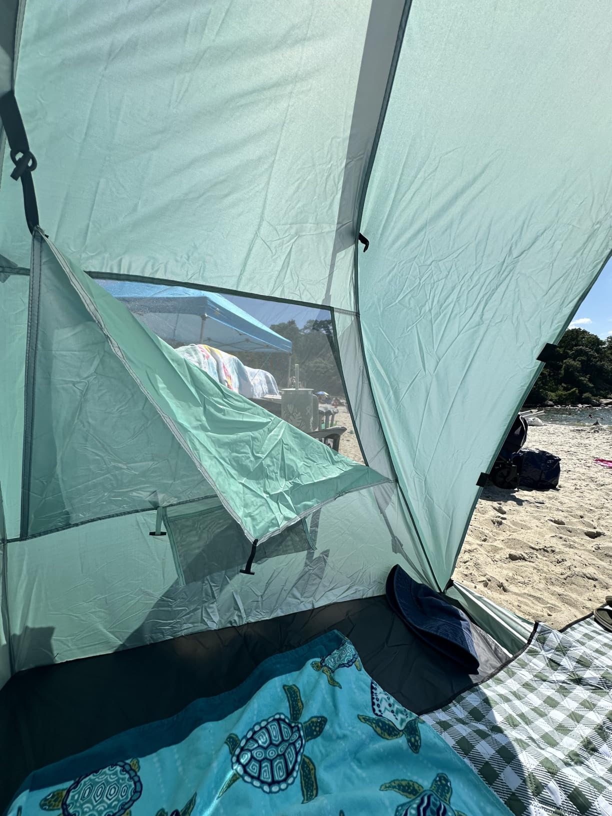 WhiteFang Deluxe Pop Up Beach Tent Sun Shade Shelter for 3-4/5-6 Person, UV Protection, Extendable Floor with 3 Ventilating Windows Plus Carrying Bag, Stakes, and Guy Lines customer photo 2