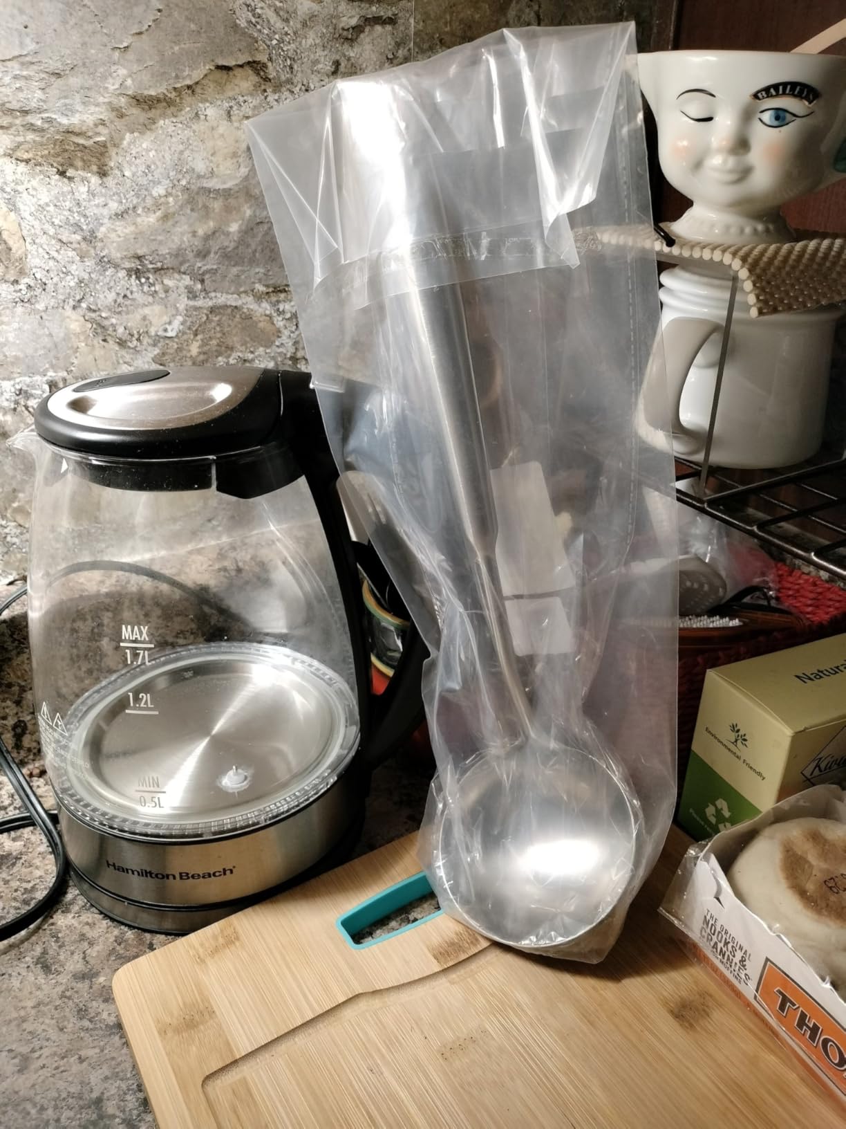 Newness Soup Ladle, 304 Stainless Steel Soup Spoon with Vacuum Ergonomic Round Handle, 13.7 Inches customer photo 1