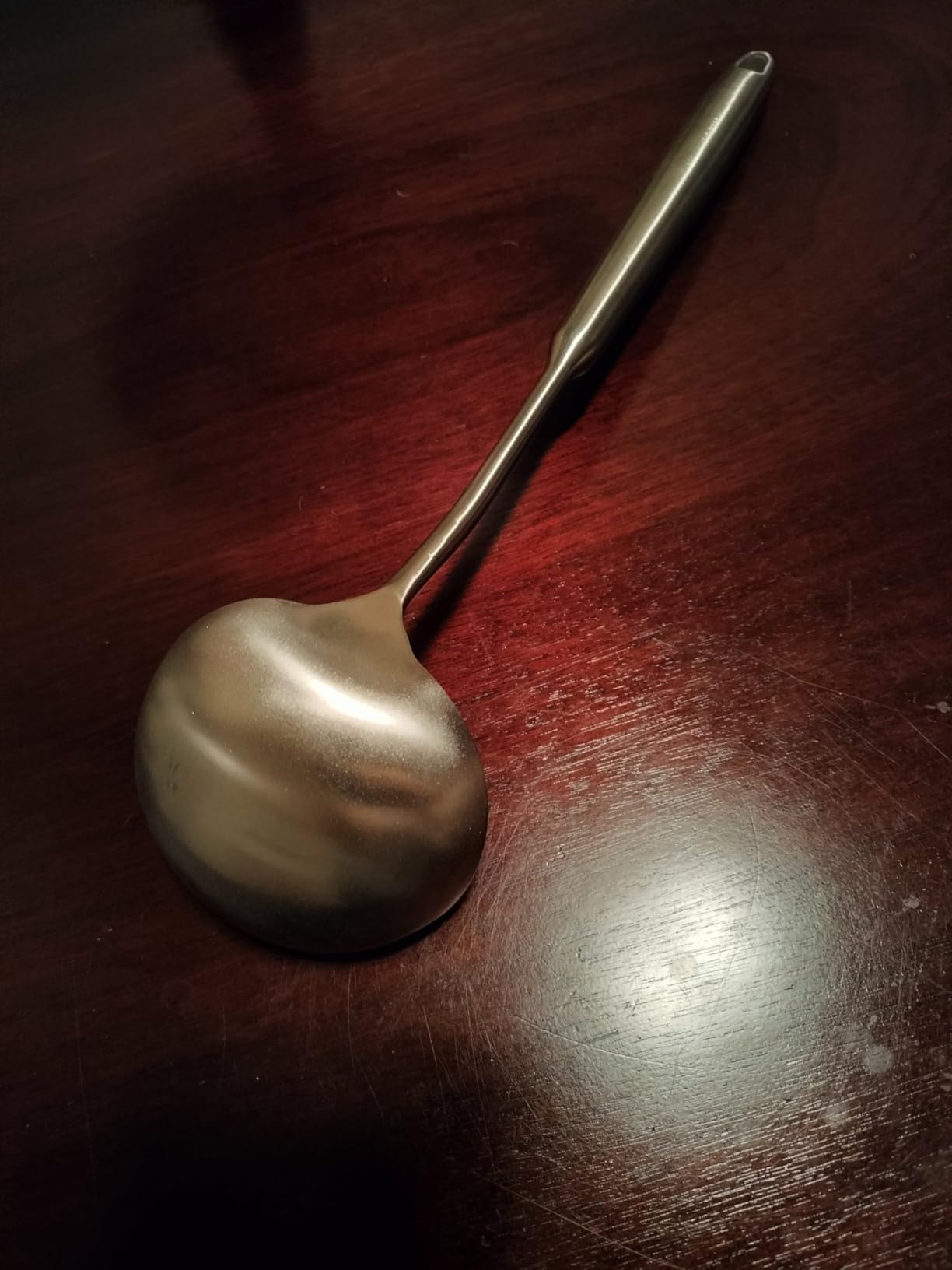 Newness Soup Ladle, 304 Stainless Steel Soup Spoon with Vacuum Ergonomic Round Handle, 13.7 Inches customer photo 2