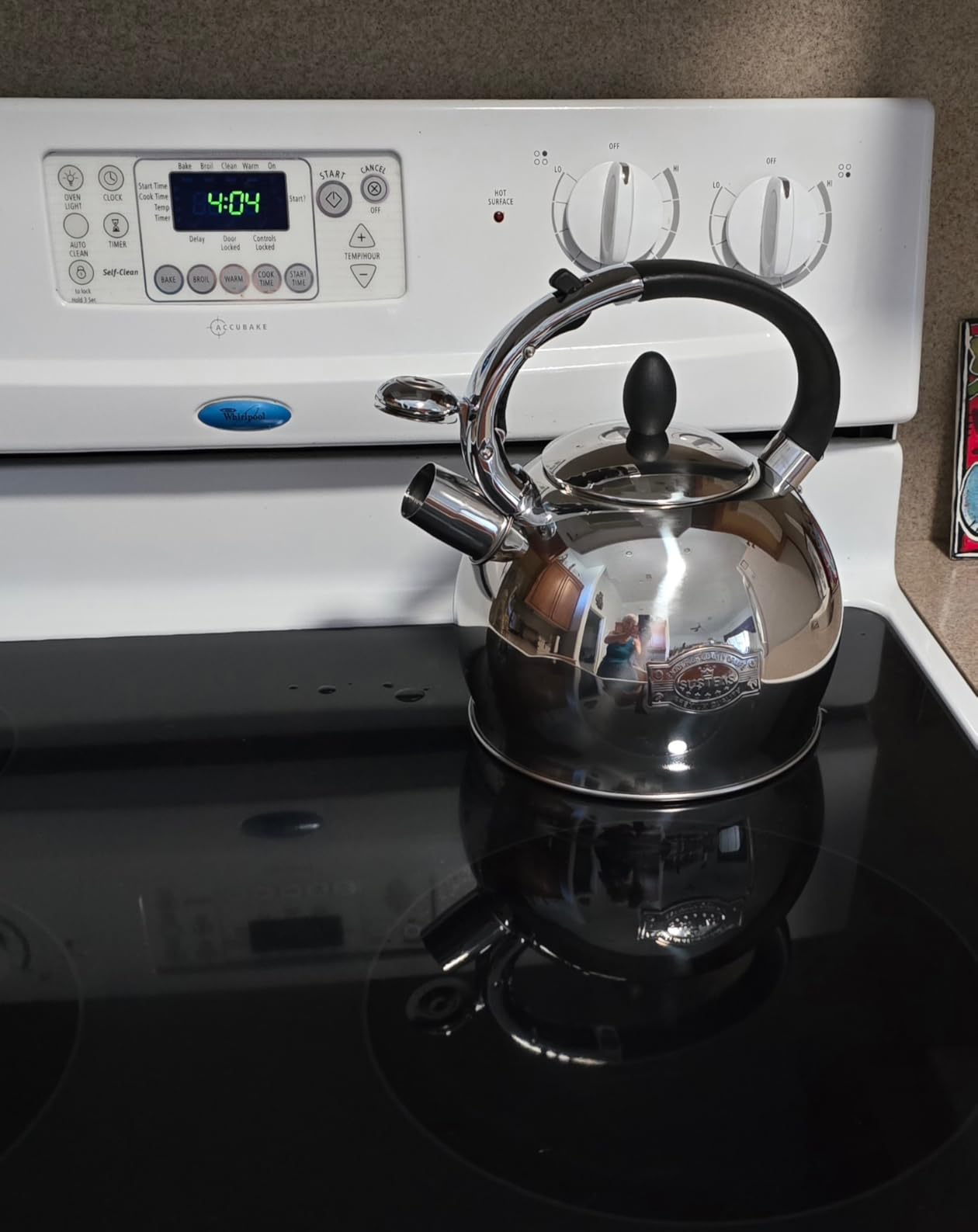 SUSTEAS Whistling Tea Kettle, 2.7QT Food-Grade Steel Teapot, BLACK | Tea Pot for Stove with Ergonomic Handle, With 1 Silicone Pinch Mitt, for Induction, Gas, Electric, Radiant Cooktops customer photo 2