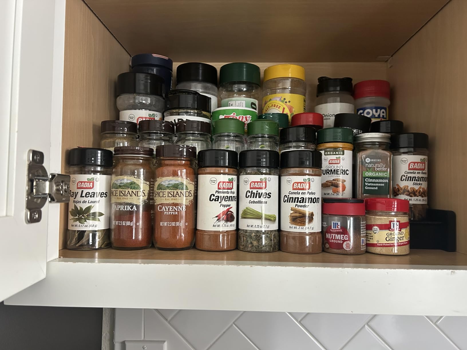 Spice Rack Kitchen Cabinet Organizer- 3 Tier Bamboo Expandable Display Shelf Yellow customer photo 2