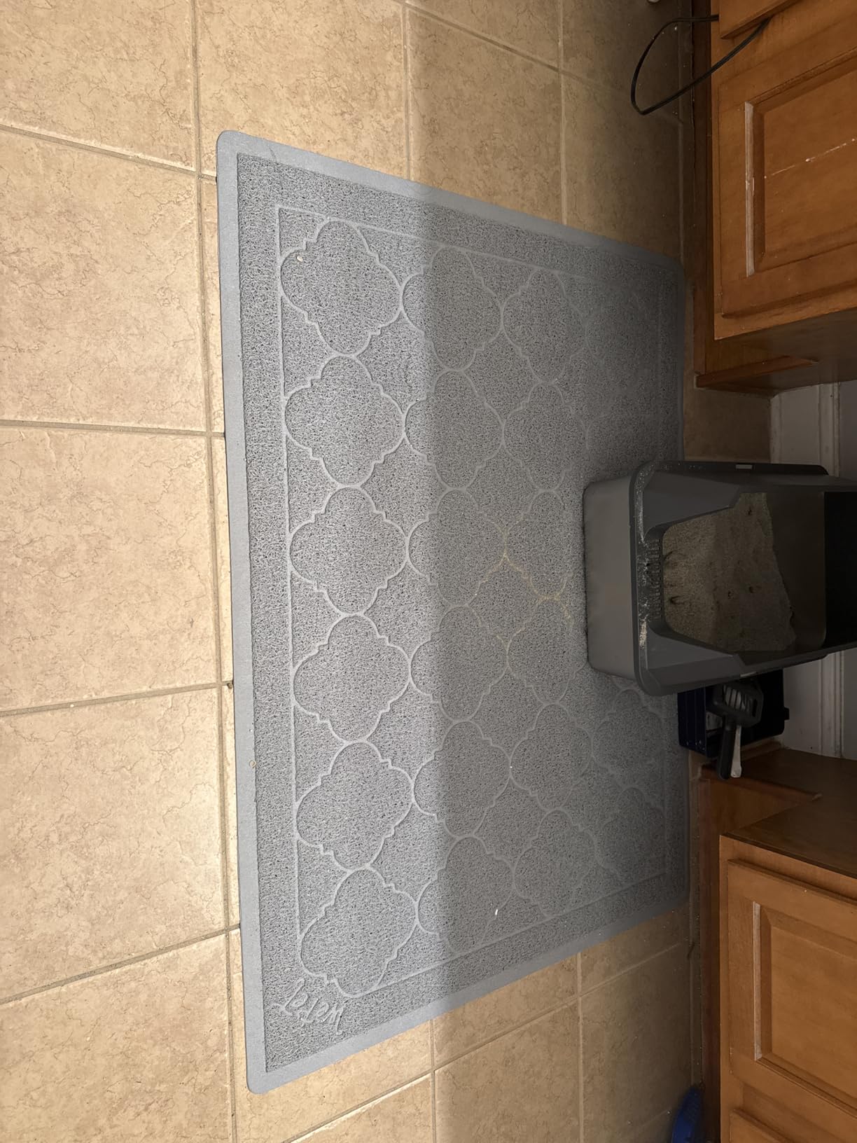 WePet Cat Litter Box Mat, Kitty Premium PVC Pad, Durable Trapping Rug, Phthalate Free, Urine-Resistant, Scatter Control, XXL 47 x 36 Inch, Grey customer photo 1