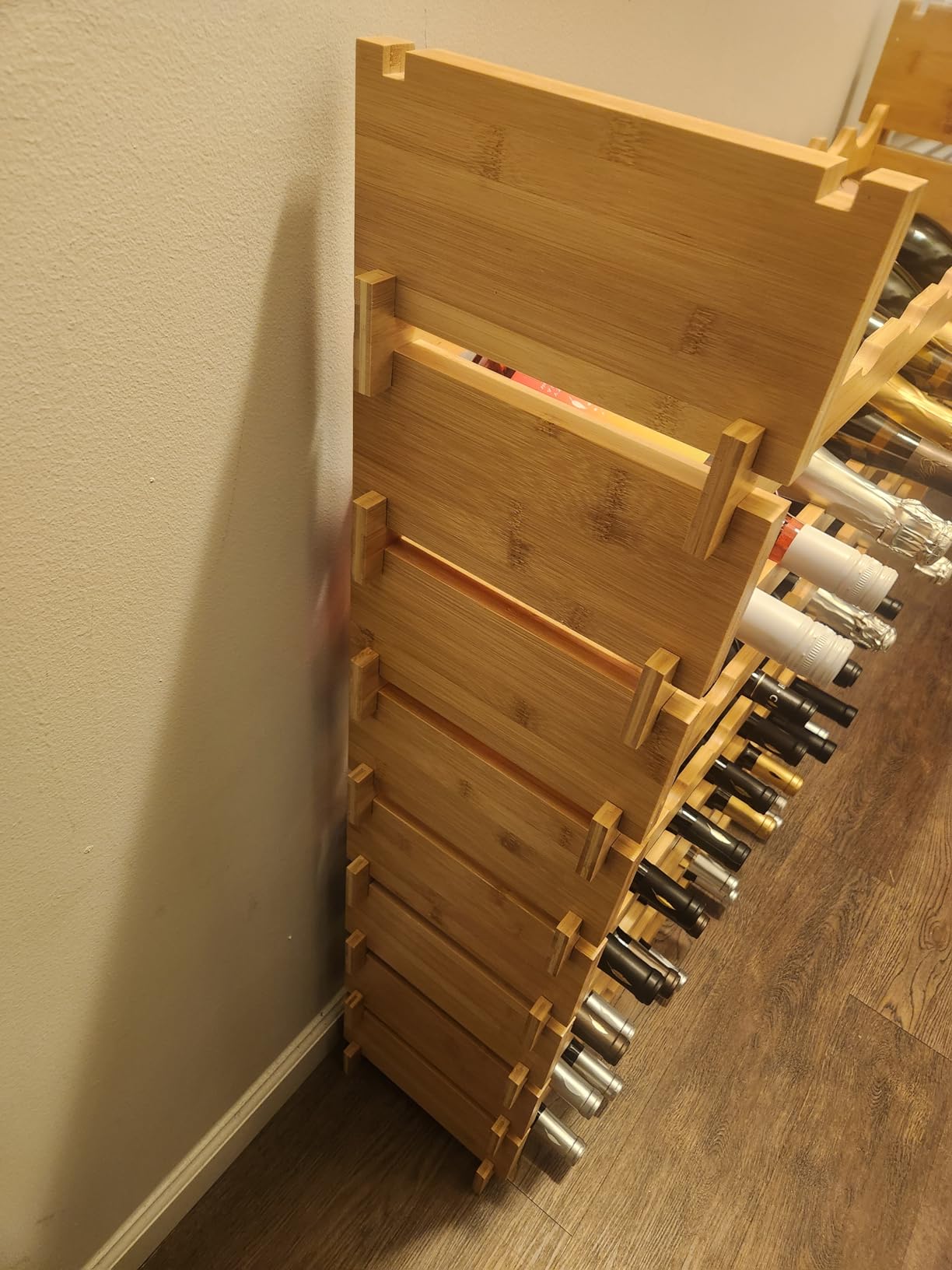 DECOMIL - 72 Bottle Stackable Modular Wine Rack Wine Storage Rack Solid Bamboo Wine Holder Display Shelves, Wobble-Free (Eight-Tier, 72 Bottle Capacity) customer photo 1