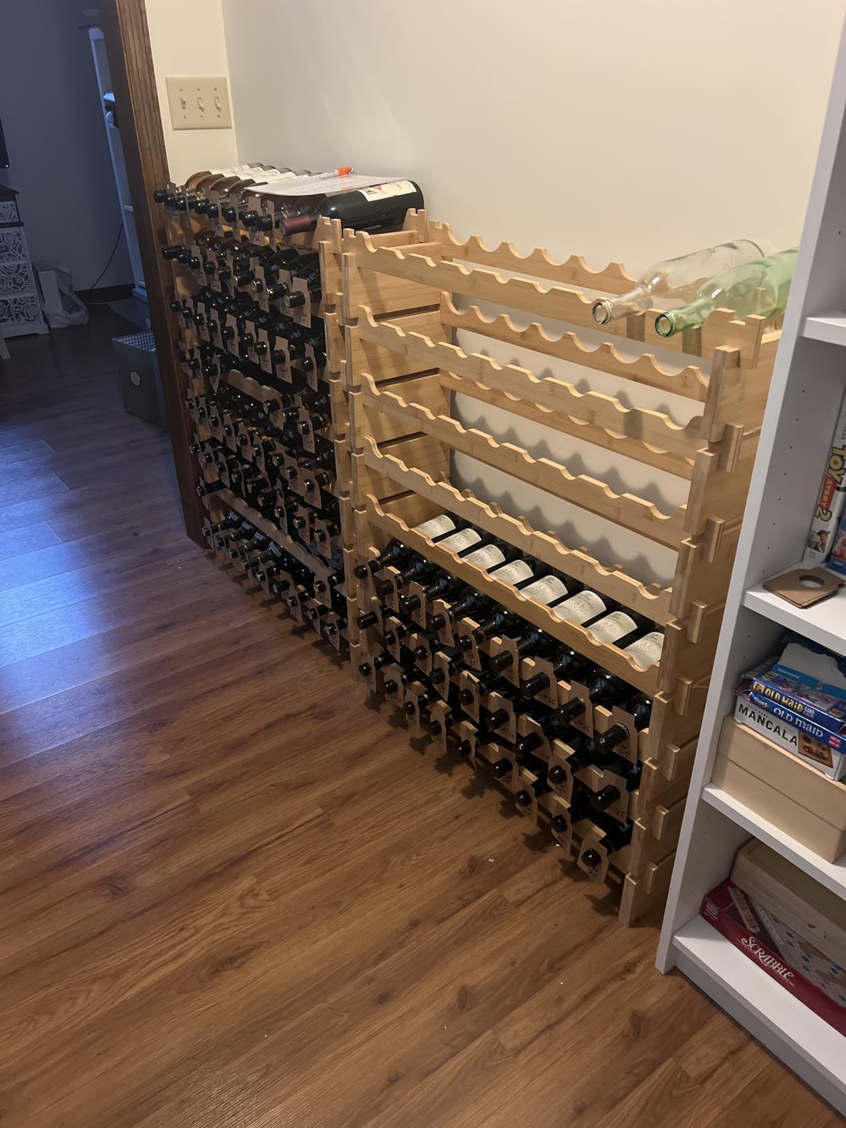 DECOMIL - 72 Bottle Stackable Modular Wine Rack Wine Storage Rack Solid Bamboo Wine Holder Display Shelves, Wobble-Free (Eight-Tier, 72 Bottle Capacity) customer photo 2