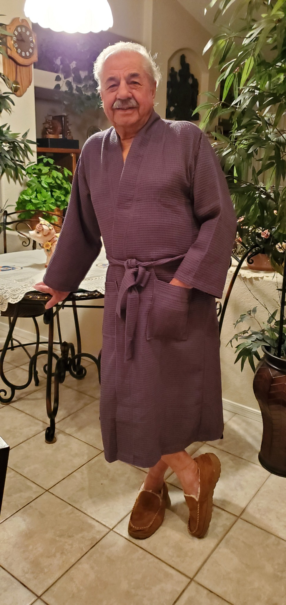 Soft Touch Linen Men's Cotton Waffle Bathrobe, Luxurious & Lightweight, Comfortable & Absorbent, Softness customer photo 2