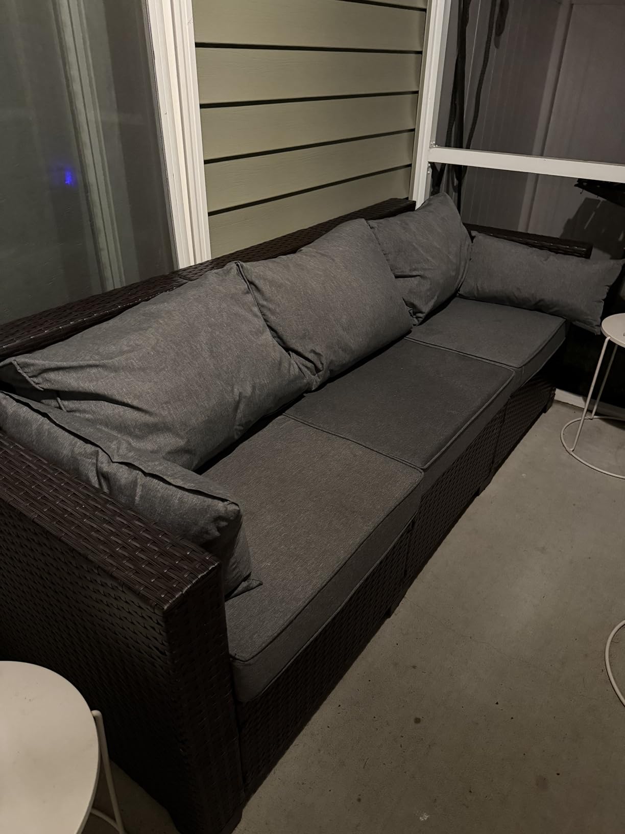 Patio Couch PE Rattan 3-Seat Outdoor Sofa Brown Wicker Furniture Set Deep Seating with Anti-Slip Beige Cushion customer photo 1