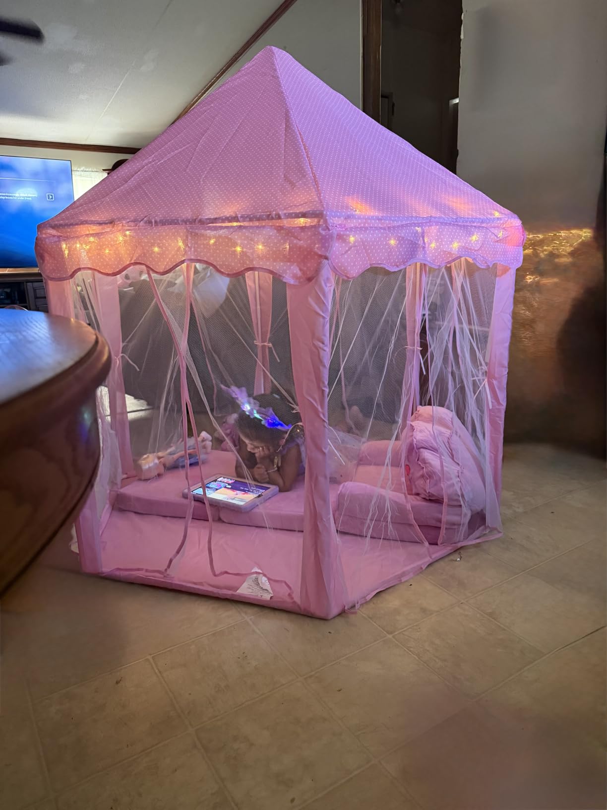 ORIAN Princess Tent for Girls, Kids Pink Play Tent, Ages 2-7, 55
