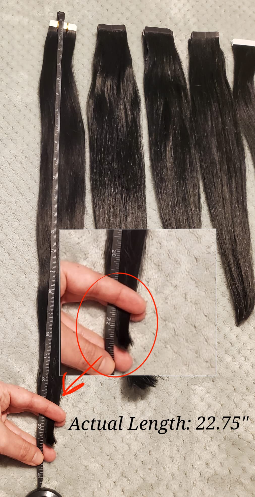 Full Shine Tape in Hair Extensions Human Hair, Jet Black 18 Inch 50G 20Pcs | Remy Black Human Hair Extensions, Seamless Invisible, Silky Straight Skin Weft, Add Length, Wedding Styling customer photo 2