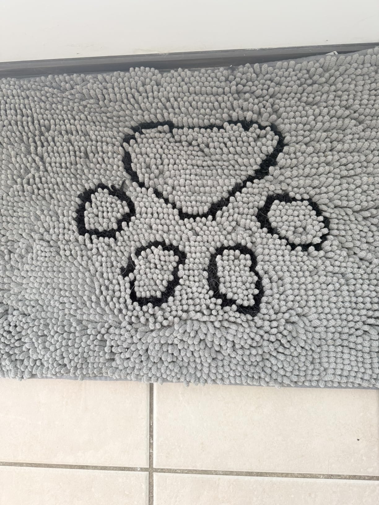 SoakSTOPPER Dog Door Mat, 60x36 Machine Washable Rug Absorbent Doormat Captures Moisture Mud Dirt, Quick Dry Soft Chenille Entryway Rugs Indoor Entrance Mats for Dog Paws, Grey customer photo 1