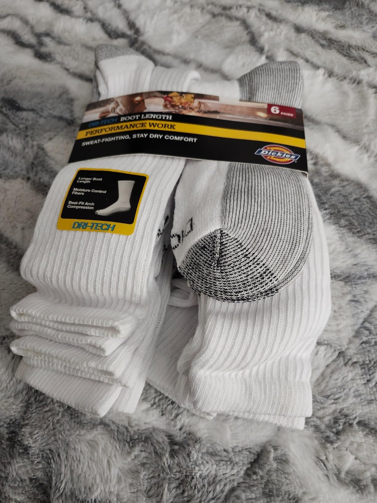 Dickies Men's Dri-Tech Moisture Control Boot-Length Socks, Available in L-XL (6, 12 Pairs) customer photo 2