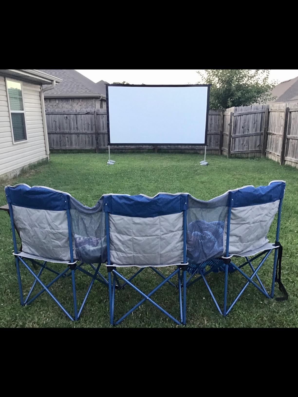 Projector Screen 120 inch,Outdoor Projector Screen with 3-Layers PVC | Polyester-Free Anti-Light 4K HD Screen,Sturdy Aluminum Frame,Easy Setup,Perfect for Poolside, Backyard, and Party Nights customer photo 2