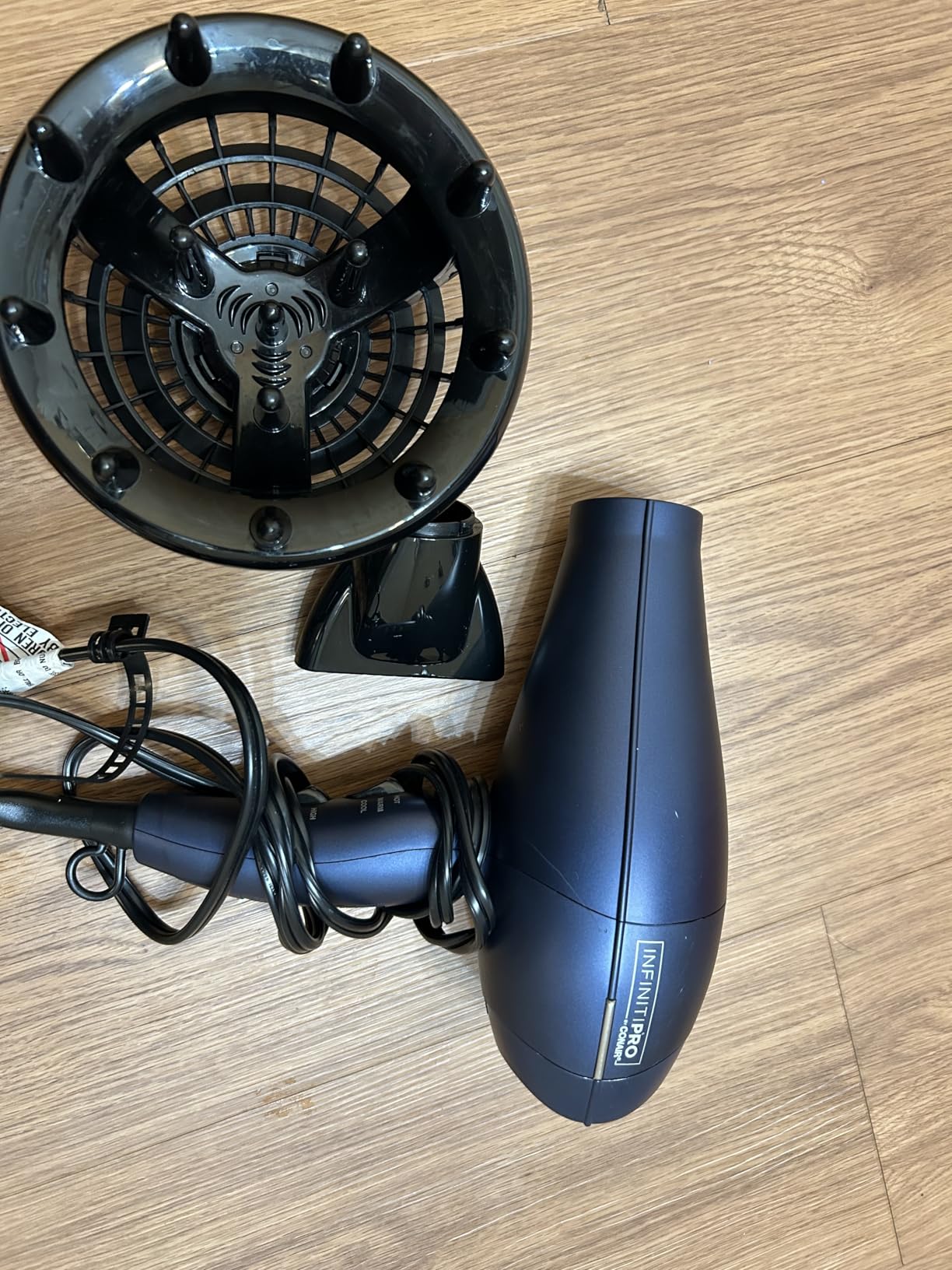 Conair Natural Texture Styling System Hair Dryer | Multi-Chamber Diffuser for Curly, Coily, and Wavy Hair, Dark Blue, 600XRL customer photo 1