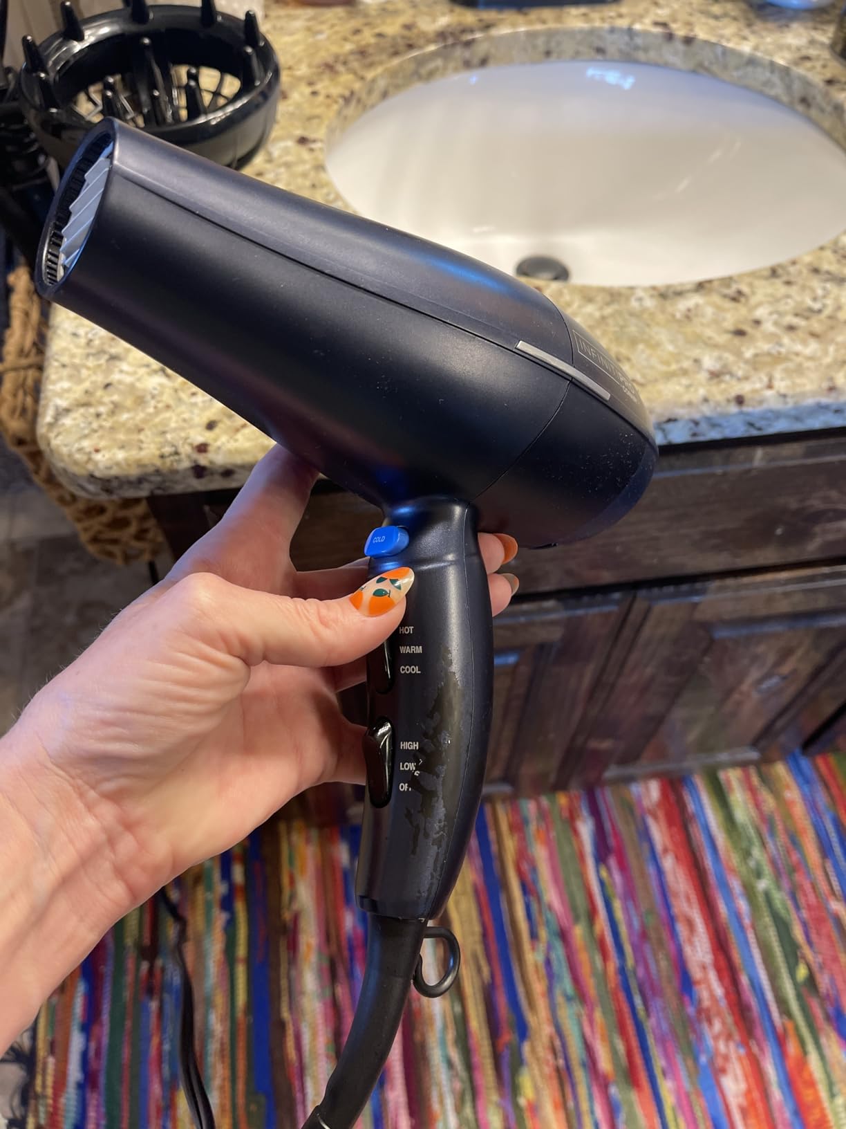 Conair Natural Texture Styling System Hair Dryer | Multi-Chamber Diffuser for Curly, Coily, and Wavy Hair, Dark Blue, 600XRL customer photo 2