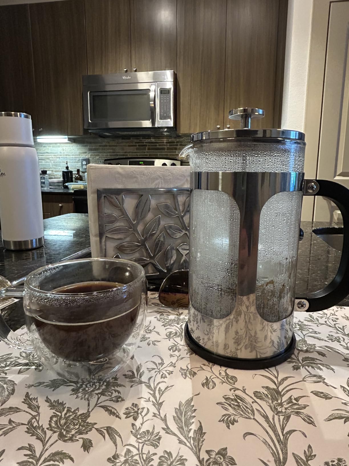 CNGLASS Double Wall Glass Cappuccino Mugs 8.1oz,Clear Insulated Glass Coffee Mug with Handle for Espresso,Latte,Tea,Set of 2 customer photo 1