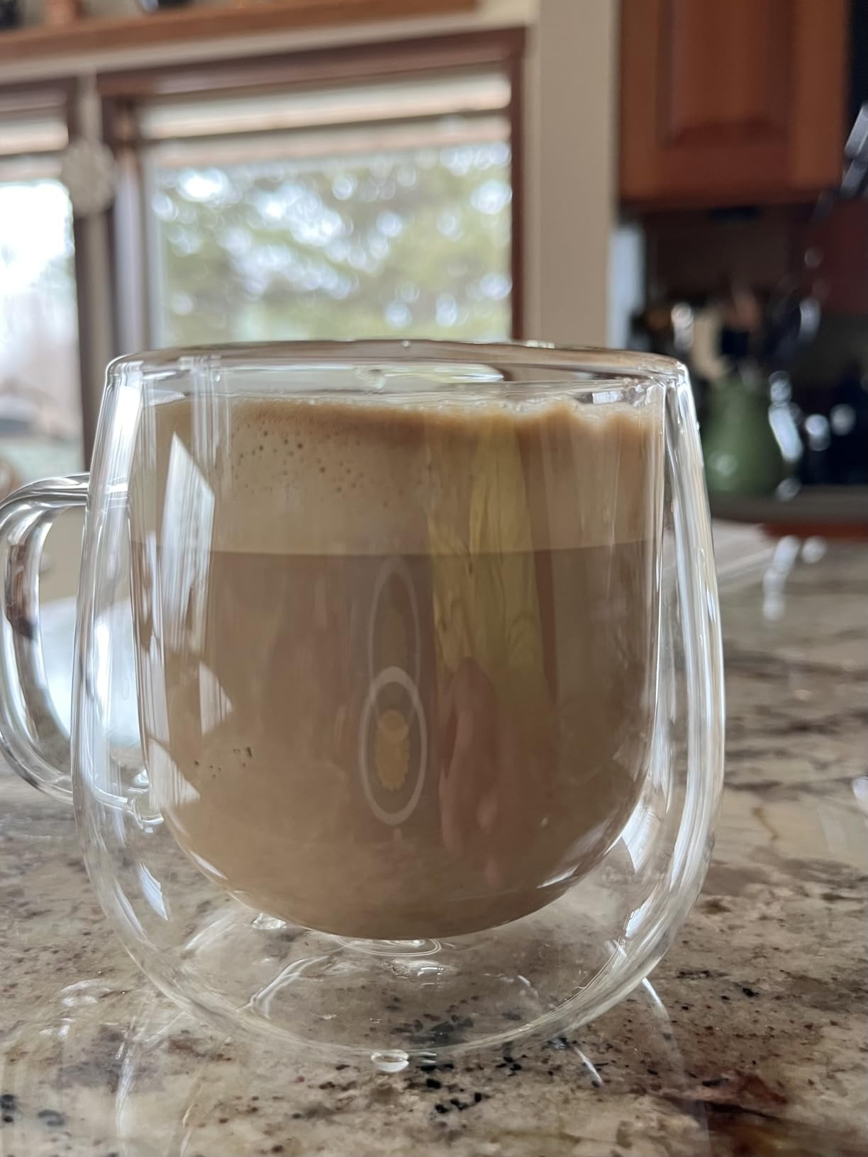 CNGLASS Double Wall Glass Cappuccino Mugs 8.1oz,Clear Insulated Glass Coffee Mug with Handle for Espresso,Latte,Tea,Set of 2 customer photo 2
