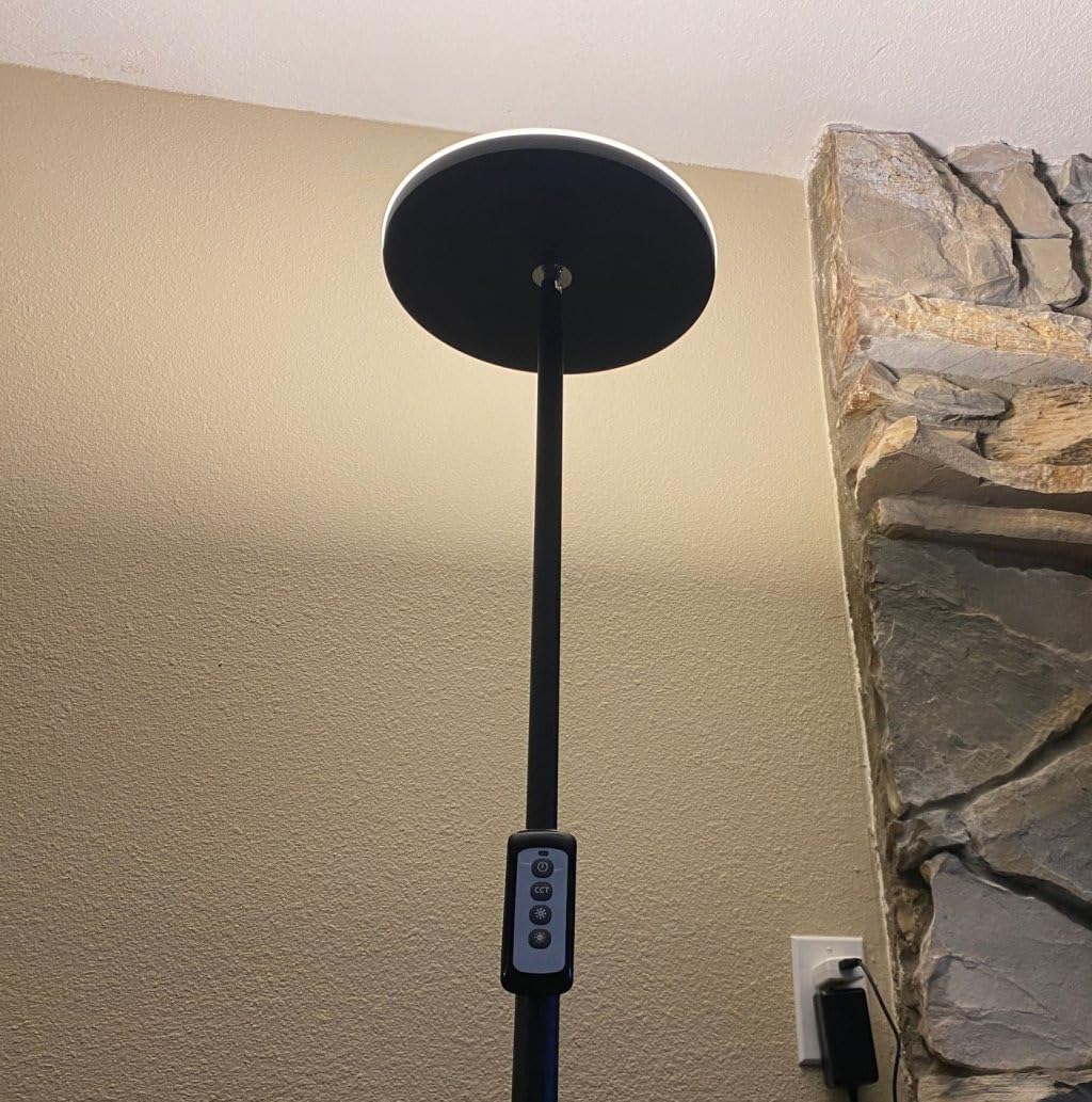 JOOFO Floor Lamp,30W/2400LM Sky LED Modern Torchiere 3 Color Temperatures Super Bright-Tall Standing Pole Light with Remote & Touch Control for Living Room,Bed Room,Office (Black) customer photo 2