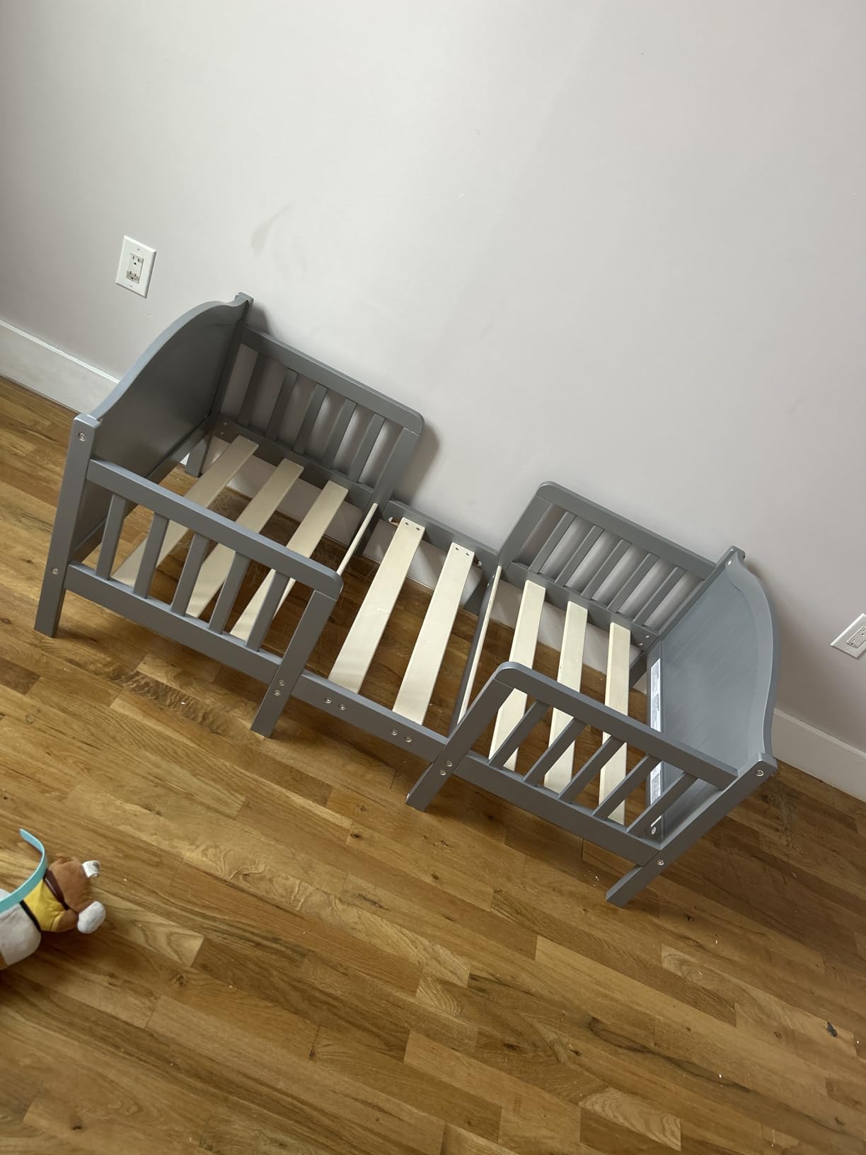 Dream On Me Portland 3-in-1 Convertible Toddler Bed, Converts to 2 Chairs & Table, Low Floor Design with 4 Safety Guard Rails, Baby Safety Alliance & Greenguard Gold Certified - Storm Grey customer photo 1