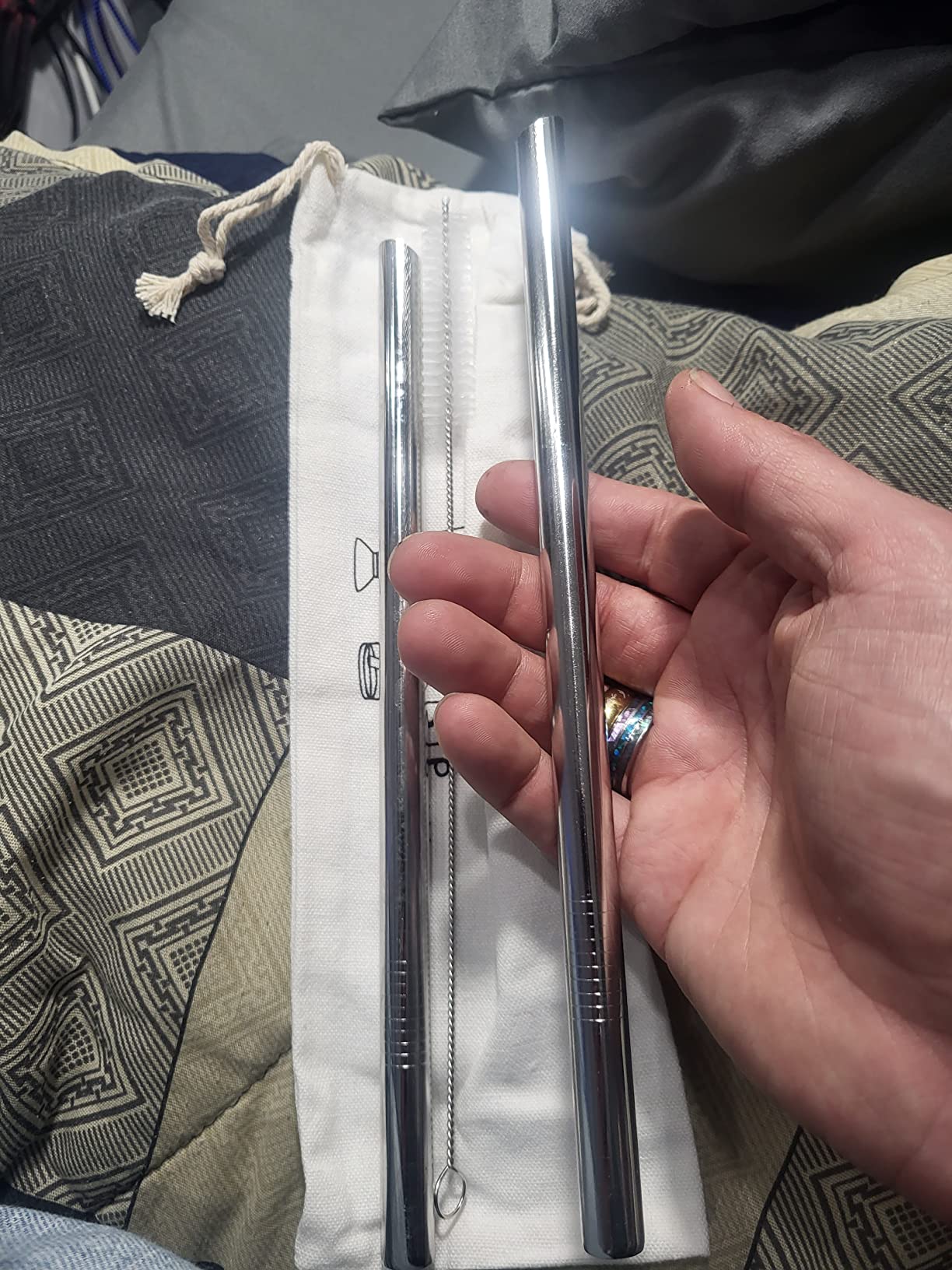 [Angled Tips] 2 Pcs Jumbo Reusable Bubble Tea Straws & Smoothie Straws, 0.5