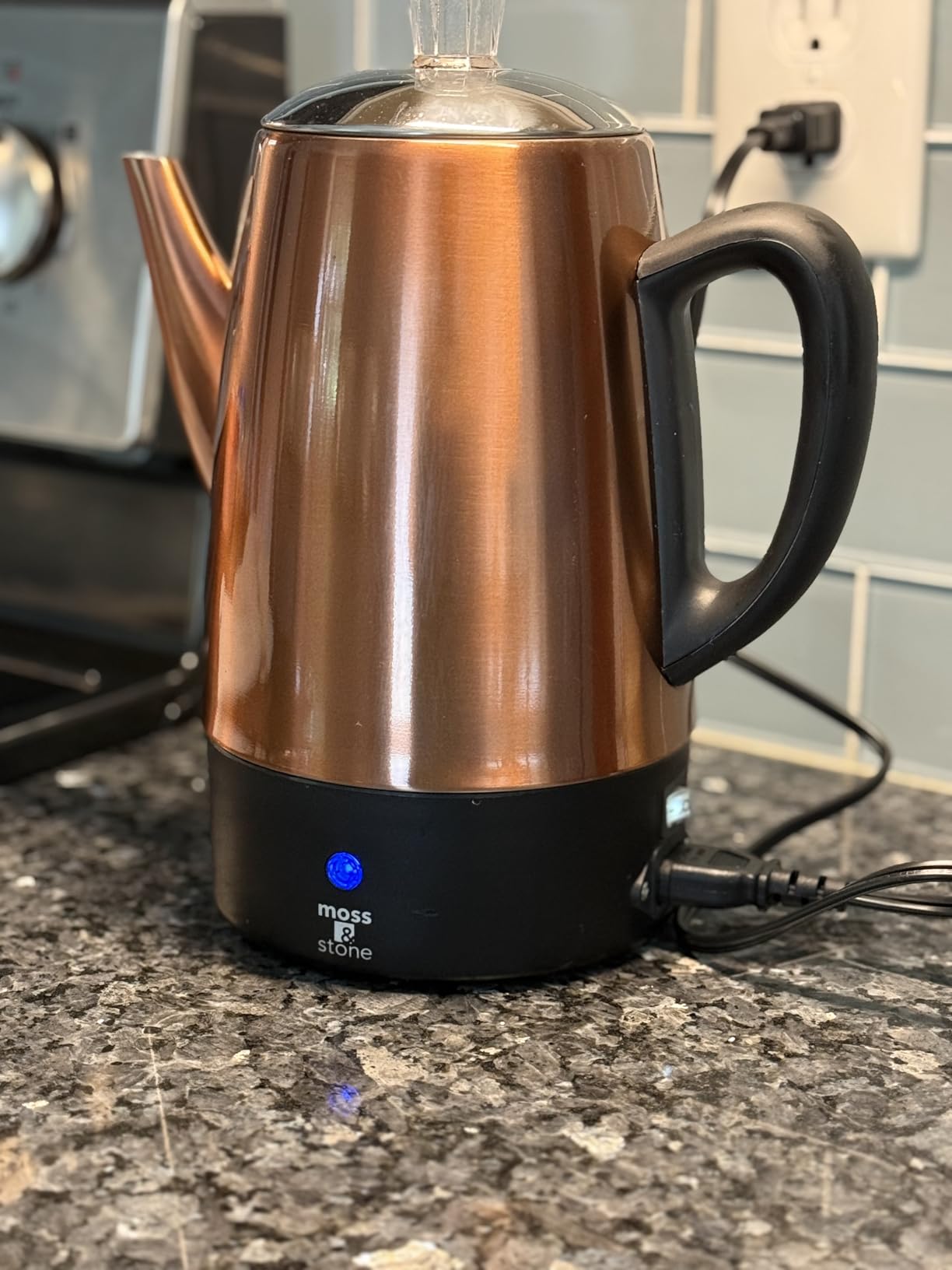 Moss & Stone 10 Cup Copper Electric Percolator Coffee Pot, Stainless Steel | Coffee percolator electric keep warm function, removable basket, classic perculator design, ideal for home, camping or office customer photo 2