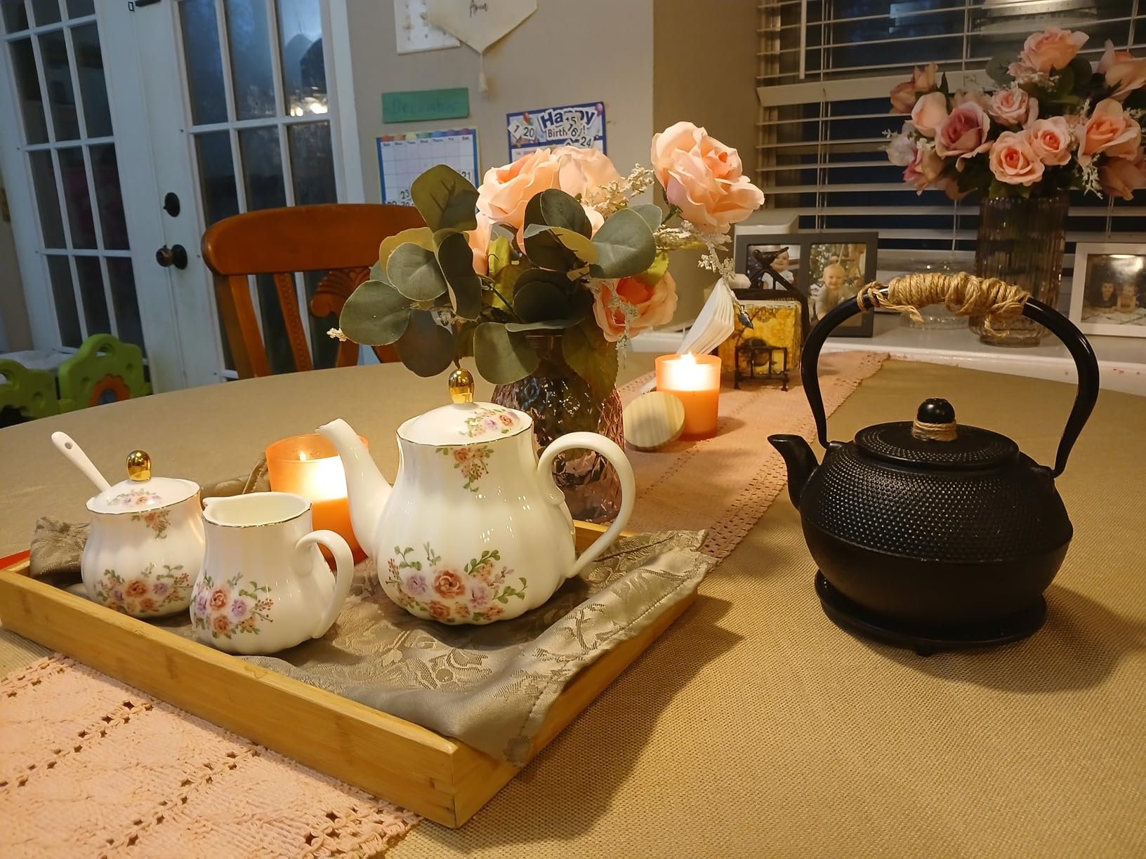 Sweejar 28FLOZ Royal Teapot with Infuser,Porcelain Tea Pot(White) customer photo 2