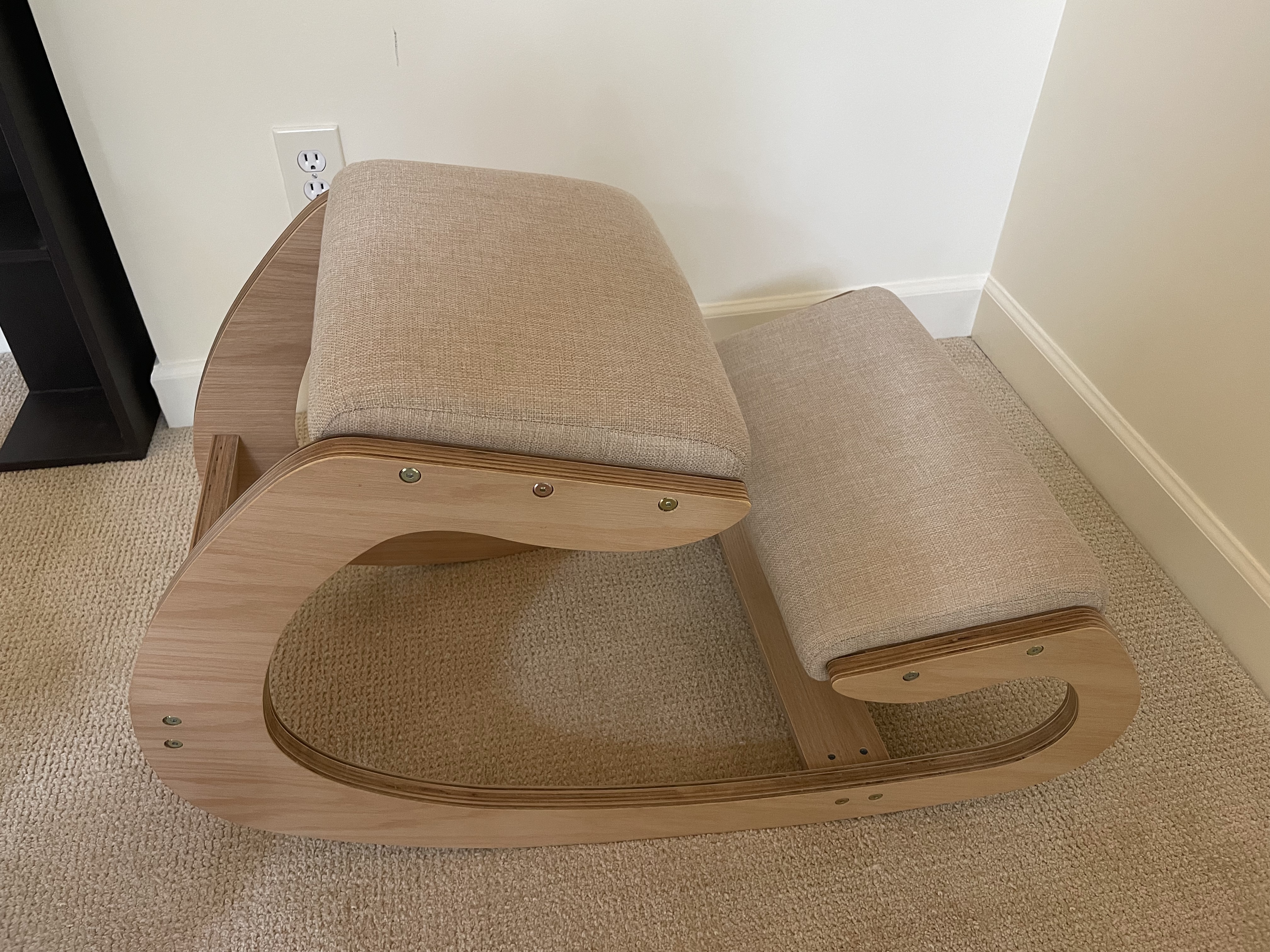 Predawn Adjustable Ergonomic Kneeling Chair - Custom Height Rocking Posture Stool with Thick Cushions, Solid Wood Frame, Knee Support Seat for Adults, Office or Meditation Use (White Oak) customer photo 1