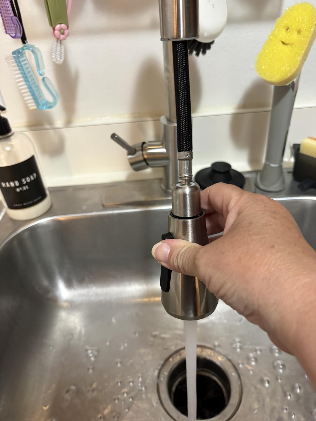 FORIOUS Kitchen Faucets with Pull Down Sprayer, Brushed Nickel, High Arc Single Handle Classic Stainless Steel Sink Faucet 1 or 3 Hole, Suitable for Farmhouse Camper Laundry Rv Bar customer photo 2