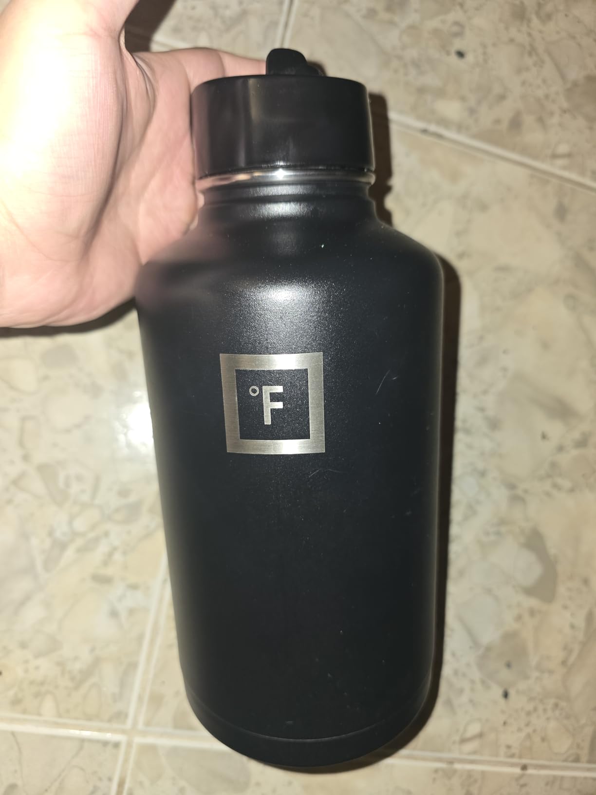 IRON °FLASK 64 oz Wide Mouth Water Bottle with Straw | Insulated Half Gallon Water Bottle with Leakproof Straw Lid - BPA Free, Cold 24 Hrs, Sweat Free (Midnight Black) customer photo 2