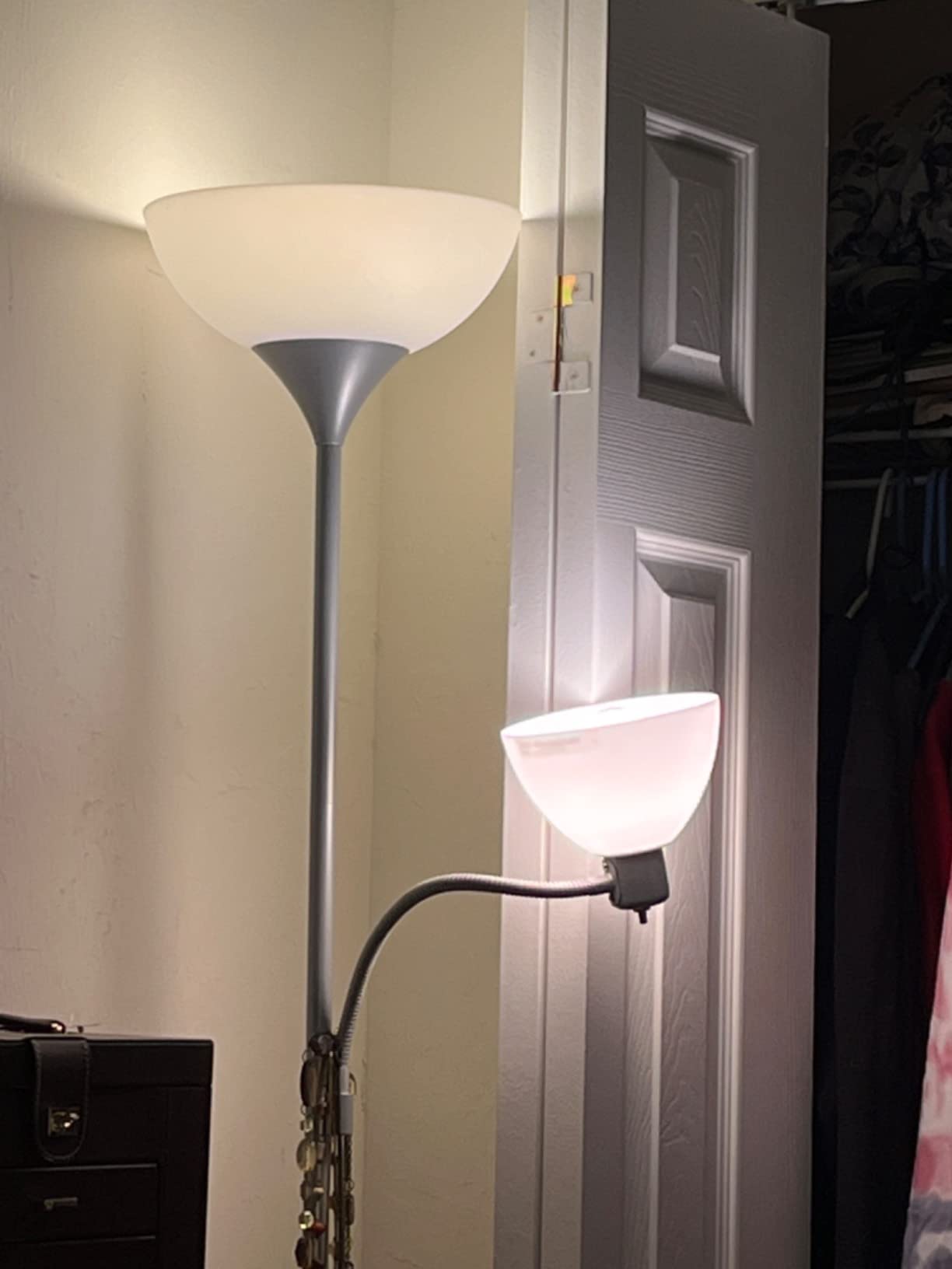Brightech Sky Dome Plus LED Floor lamp, Torchiere Super Bright Floor Lamp with Reading Lamp for Living Rooms & Offices - Dimmable Tall Standing Lamp for Bedroom Reading - Gold Brass customer photo 2