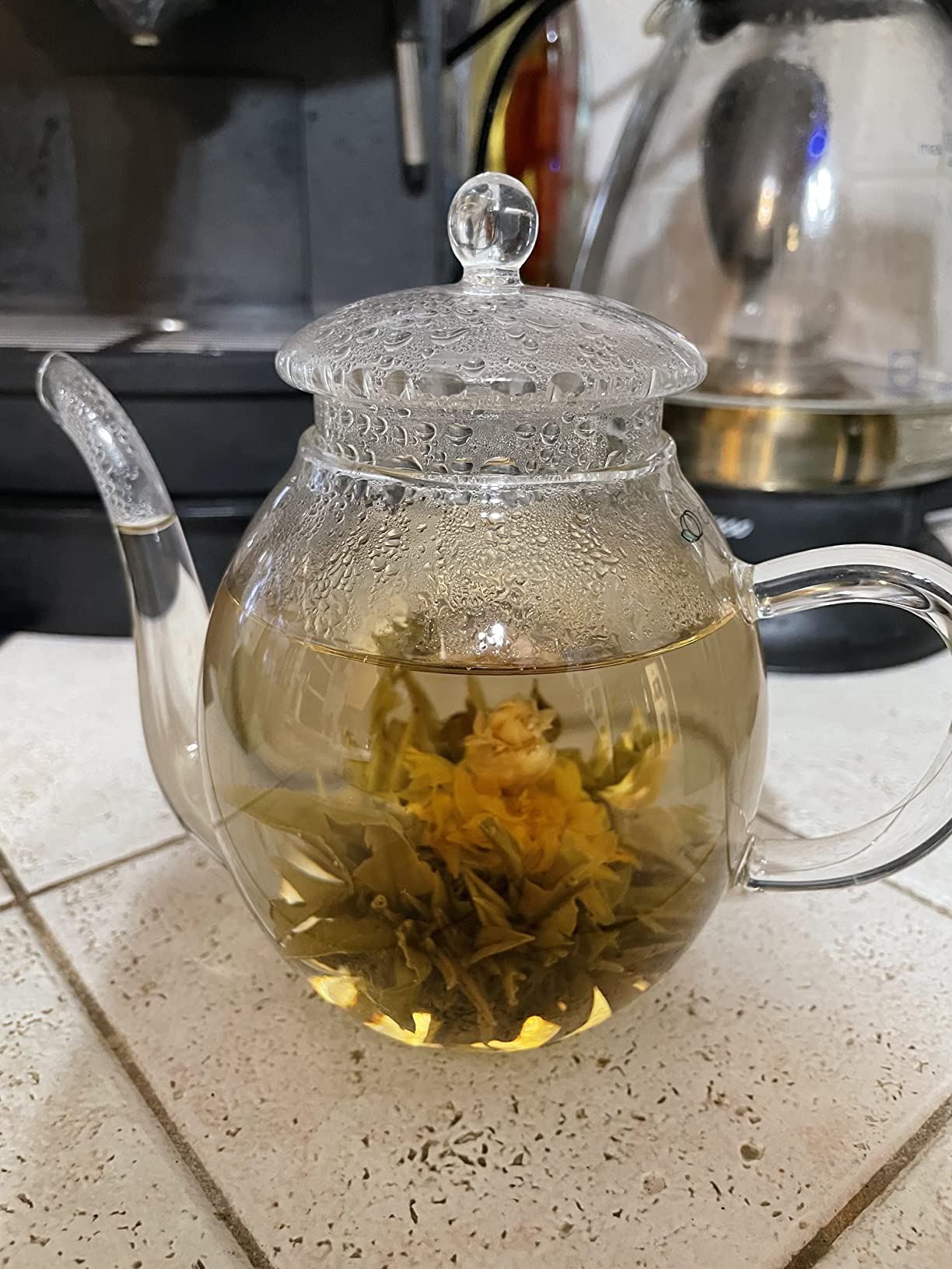 Creano Blooming Tea Gift Set with Glass Teapot 17oz (500ml) - Green Tea Fruity Flavoured Tea Flowers in 6 Varieties - Flowering Tea Gift for Easter customer photo 2